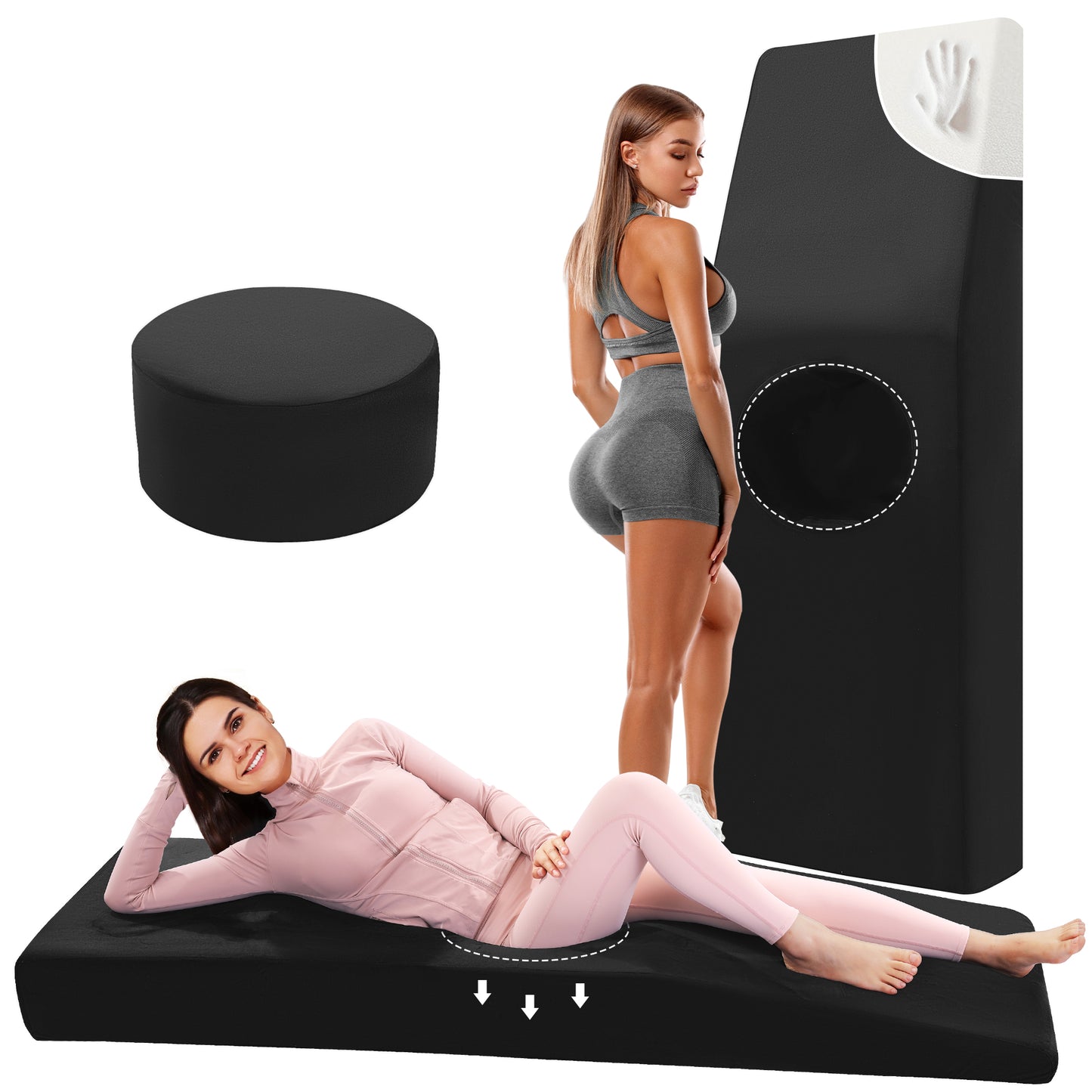 HOMBYS BBL Bed After Surgery for Sleeping with Hole,High Density Foam BBL Mattress with Hole,Brazilian Butt Lift Recovery Pillow After Surgery with Removable Cover