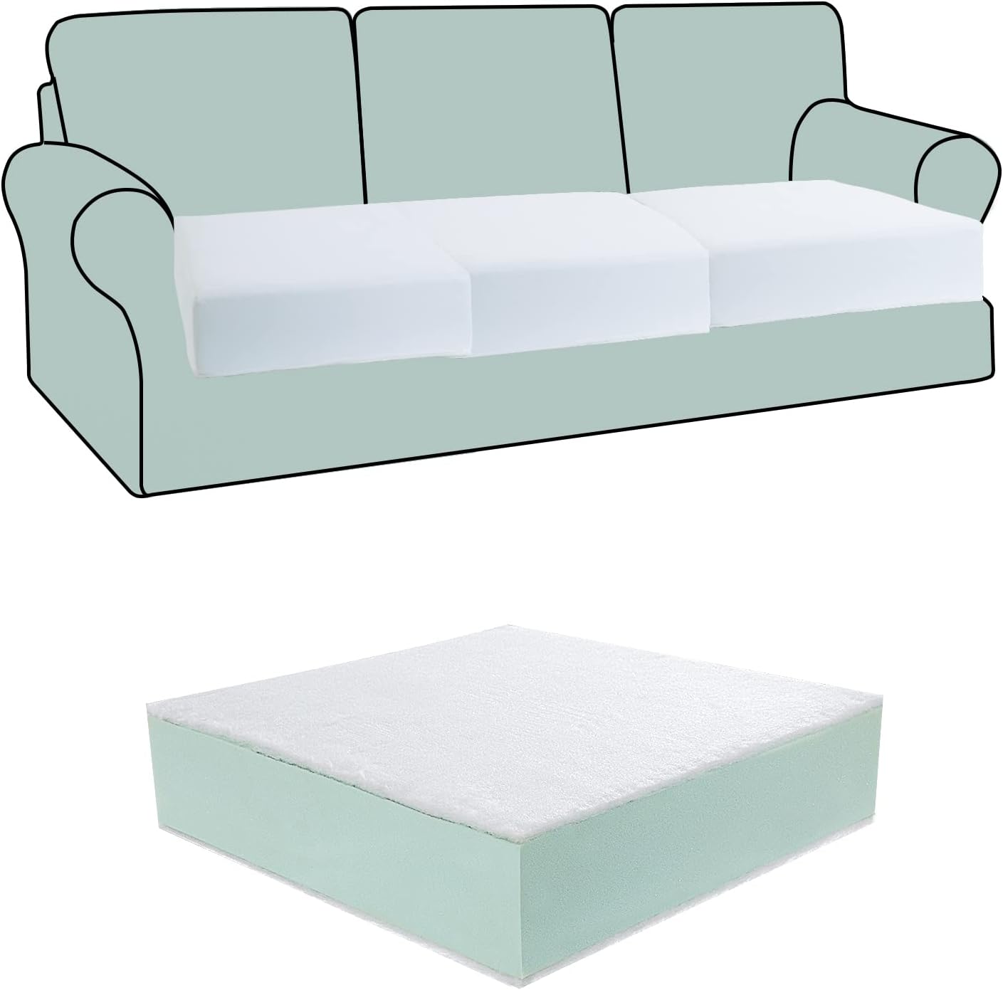 HOMBYS Couch Cushion Replacement Wrapped with Polyester Batting, High Density Couch Cushions Inserts with Dacron Fiber Layer,Upholstery Cushion Padding with Removable Cover,4 inch Thick,24"x24",1 Pcs