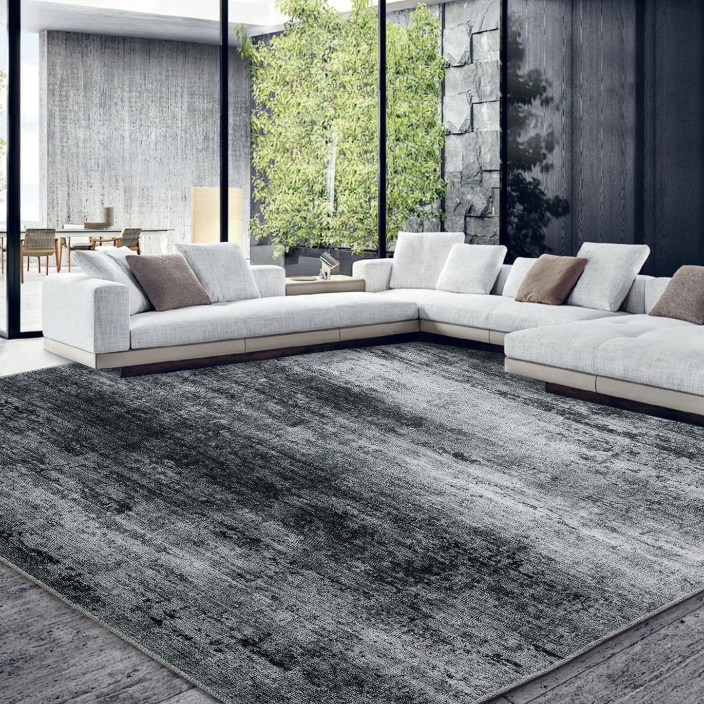 HOMBYS Modern Area Rug for Living Room Bedroom, Large Boho Floor Carpet with Non-Slip Backing for Indoor Office Dining Room, Abstract Home Deco Non-Shedding, Machine Washable
