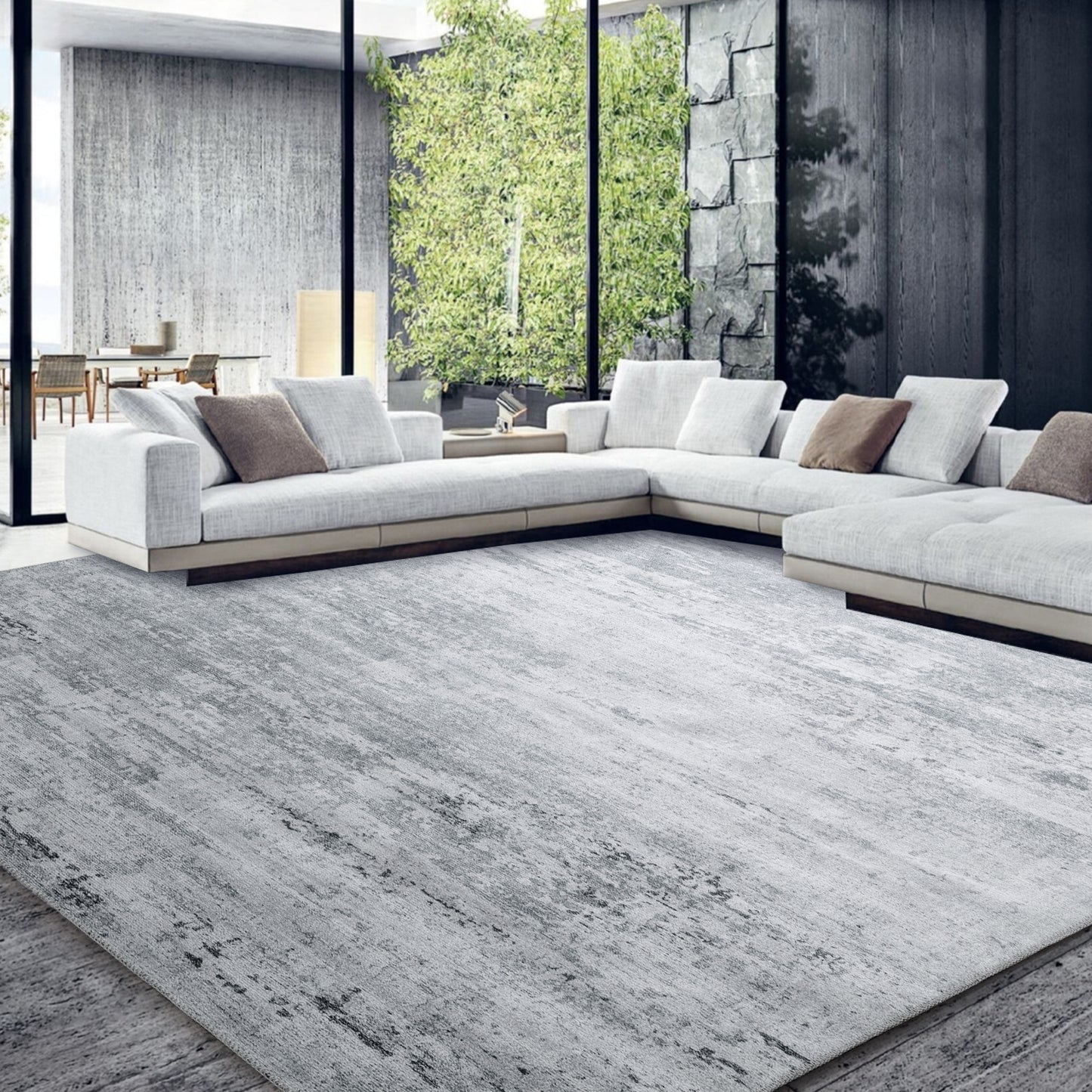 HOMBYS Modern Area Rug for Living Room Bedroom, Large Boho Floor Carpet with Non-Slip Backing for Indoor Office Dining Room, Abstract Home Deco Non-Shedding, Machine Washable