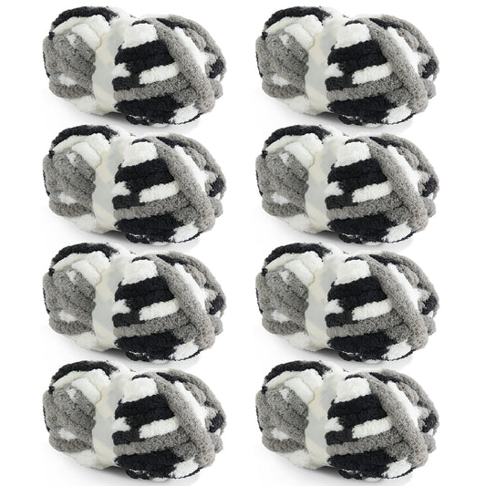 HOMBYS Giant Chunky Yarn for Crocheting/Hand Knitting, Super Bulky Large Soft Fluffy Tie Dye Plush Fuzzy Mixed Color Thick Chenille Yarn