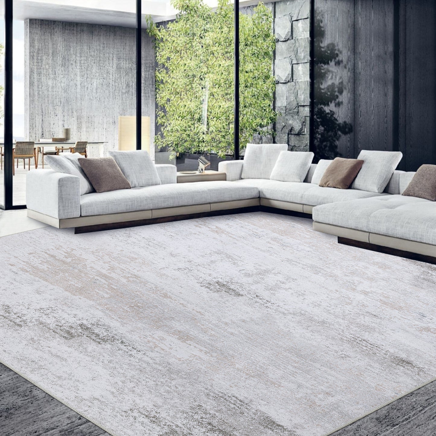 HOMBYS Modern Area Rug for Living Room Bedroom, Large Boho Floor Carpet with Non-Slip Backing for Indoor Office Dining Room, Abstract Home Deco Non-Shedding, Machine Washable