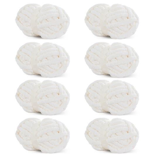 HOMBYS Chunky Chenille Yarn for Crocheting, Bulky Thick Fluffy Yarn for Knitting,Super Bulky Chunky Yarn for Hand Knitting Blanket, Soft Plush Yarn, 8 Jumbo Pack