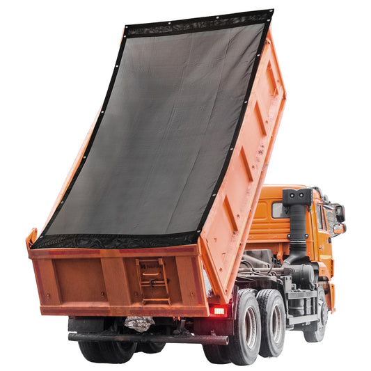 HOMBYS Black 7x16 ft Dump Trailer Truck Mesh Tarp with Grommets,Heavy Duty Mesh Tarp, Opening Shade Trailer Tarp for Truck Bed Cover