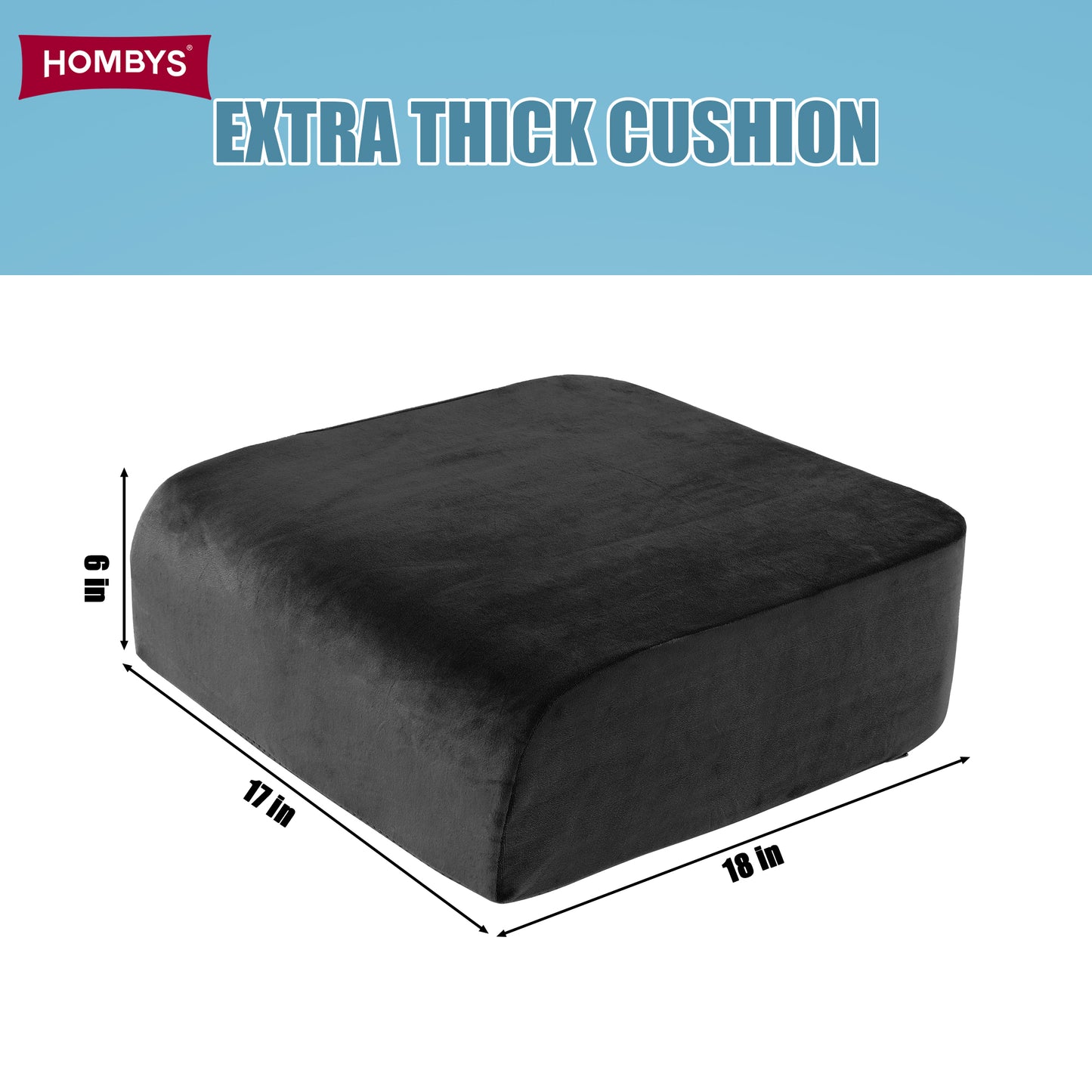 HOMBYS Extra Thick Seat Cushions for Office Chair,Adult Booster Seat for Car,Memory Foam Car Cushion for Height,Chair Cushions for Elderly Wheelchair,Desk Chair Seat Cushion (Black)