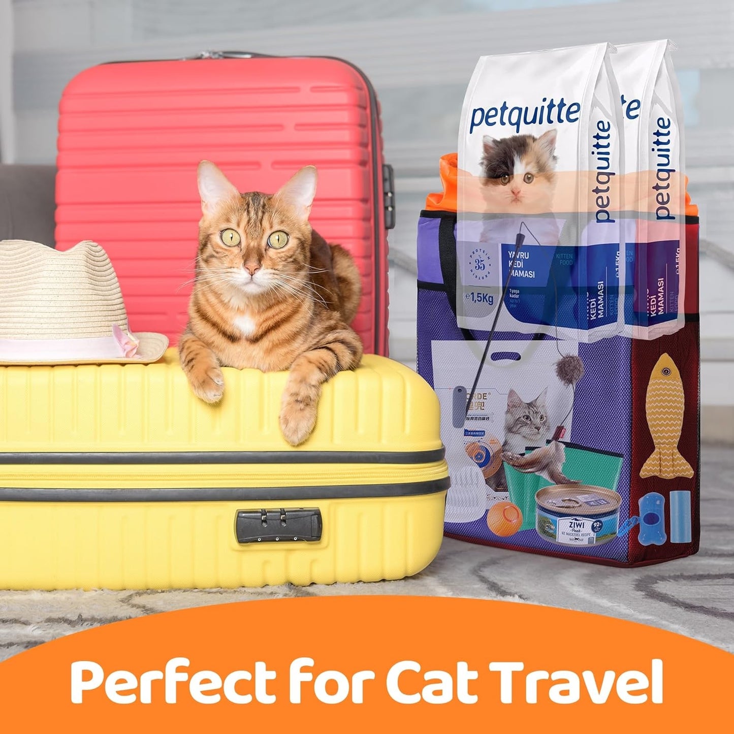 HOMBYS Portable Cat Litter Box Set with Scoop, Large Capacity Bag, Outdoor Garbage Bag for Travel in Car