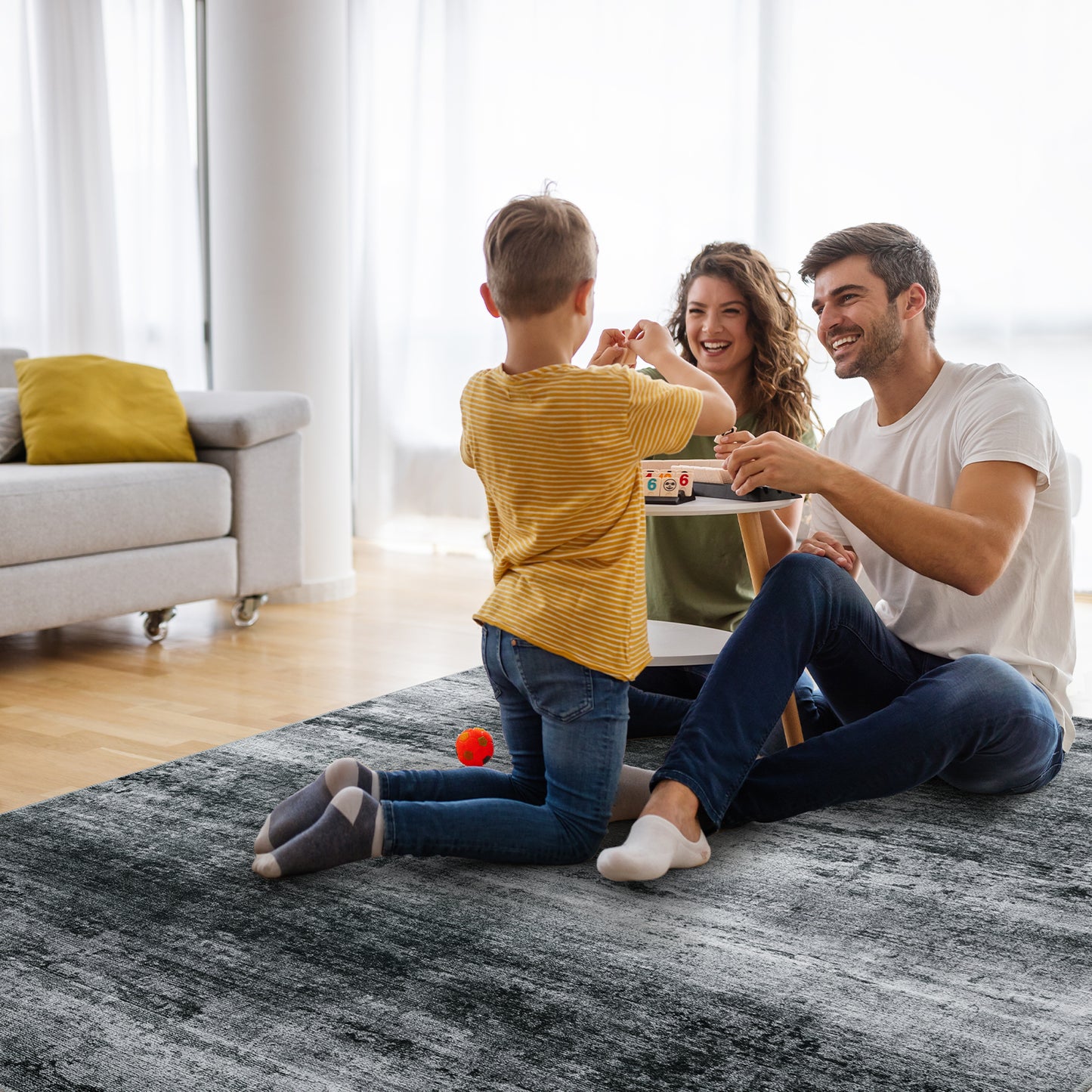 HOMBYS Modern Area Rug for Living Room Bedroom, Large Boho Floor Carpet with Non-Slip Backing for Indoor Office Dining Room, Abstract Home Deco Non-Shedding, Machine Washable