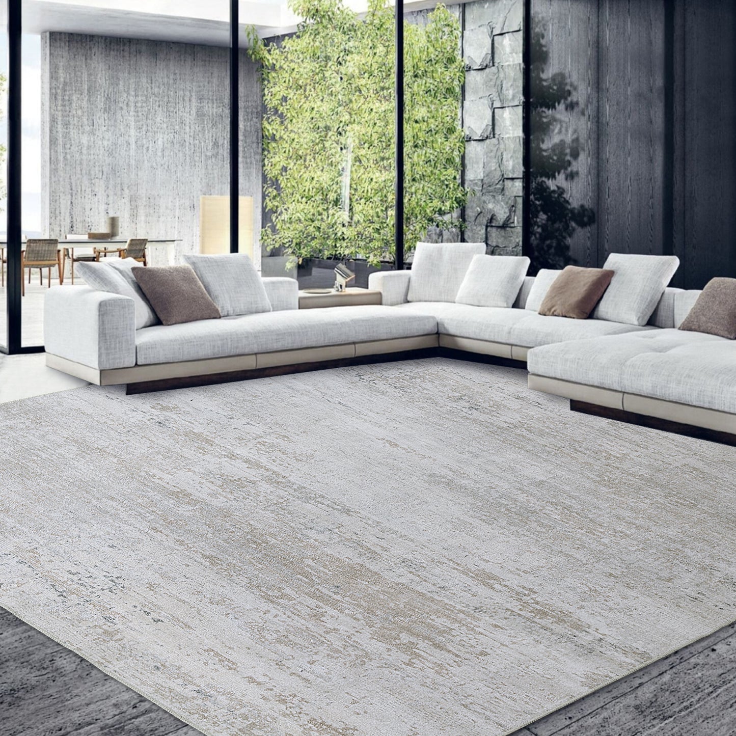 HOMBYS Modern Area Rug for Living Room Bedroom, Large Boho Floor Carpet with Non-Slip Backing for Indoor Office Dining Room, Abstract Home Deco Non-Shedding, Machine Washable