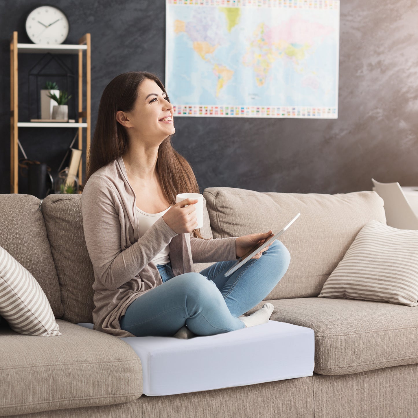 HOMBYS Couch Cushion Replacement Wrapped with Polyester Batting, High Density Couch Cushions Inserts with Dacron Fiber Layer,Upholstery Cushion Padding with Removable Cover,4 inch Thick,24"x24",1 Pcs