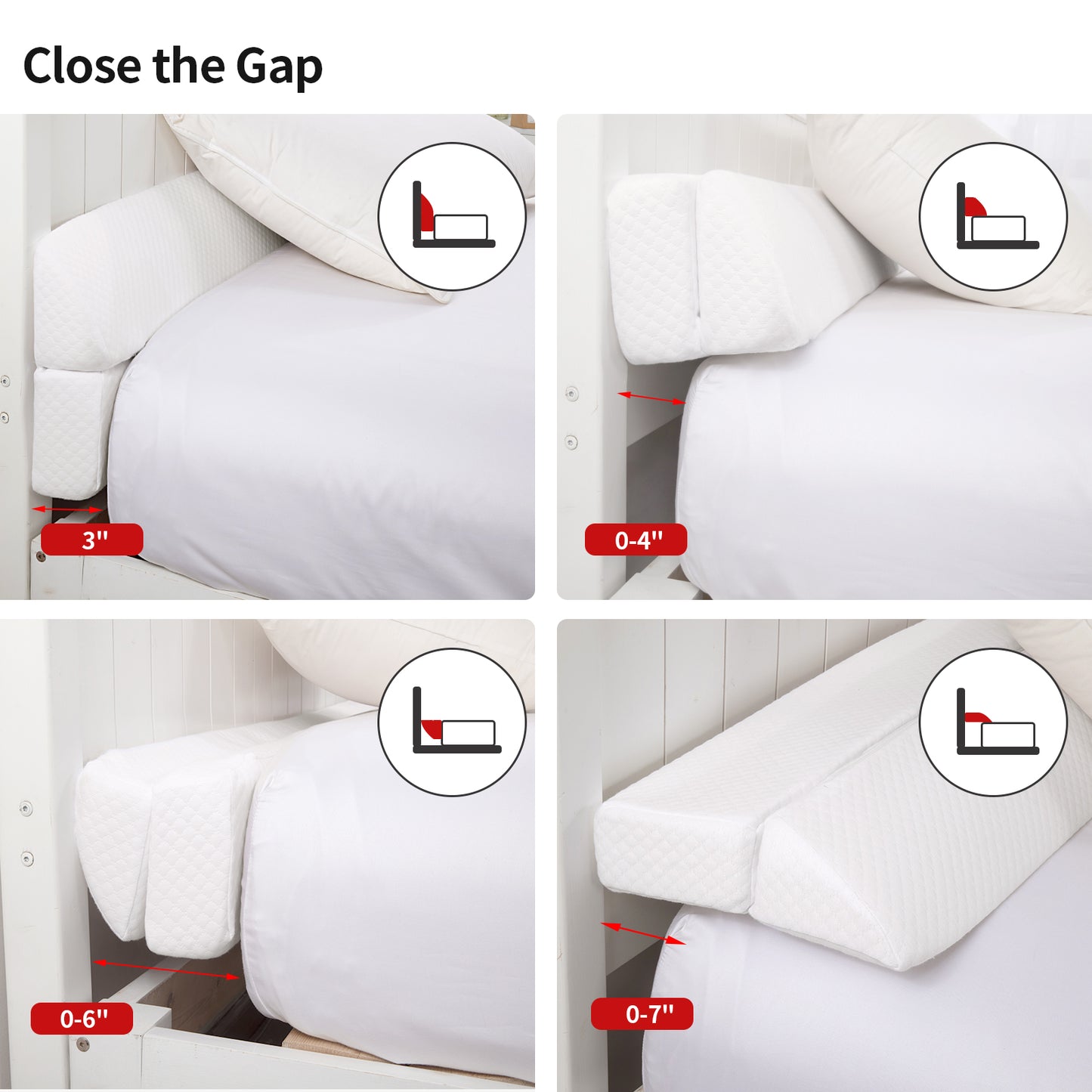 HOMBYS Wedge Pillow Headboard for Bed Gap,Foldable Bed Wedge Gap Filler King Size,Matterss Gap Filler,Multi Functional Bed Crack Pillow, Fill The Gap (0-7") Between Your Headboard and Mattress,White