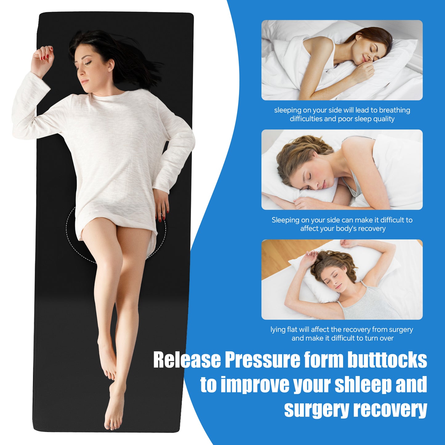HOMBYS BBL Bed After Surgery for Sleeping with Hole,High Density Foam BBL Mattress with Hole,Brazilian Butt Lift Recovery Pillow After Surgery with Removable Cover