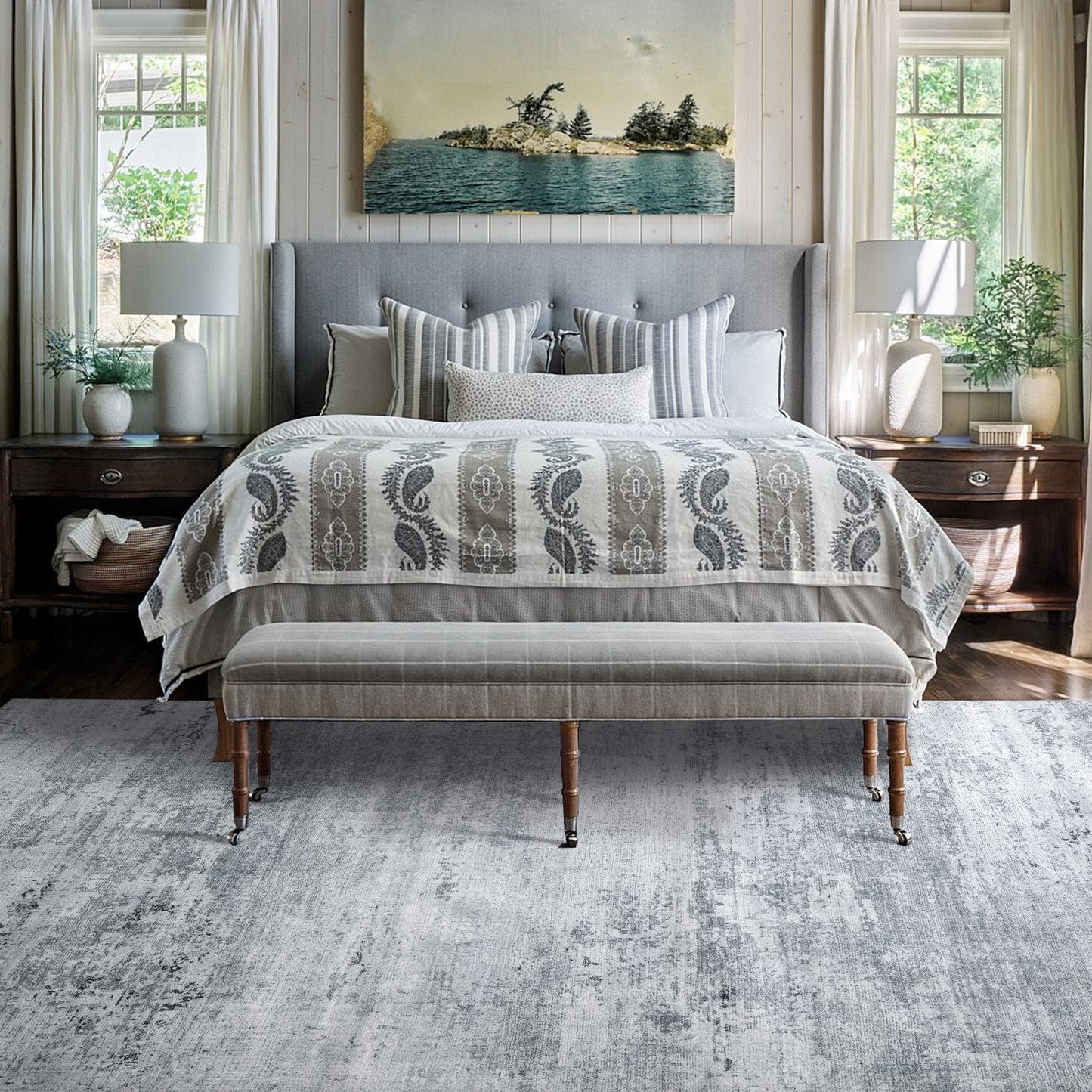 HOMBYS Modern Area Rug for Living Room Bedroom, Large Boho Floor Carpet with Non-Slip Backing for Indoor Office Dining Room, Abstract Home Deco Non-Shedding, Machine Washable