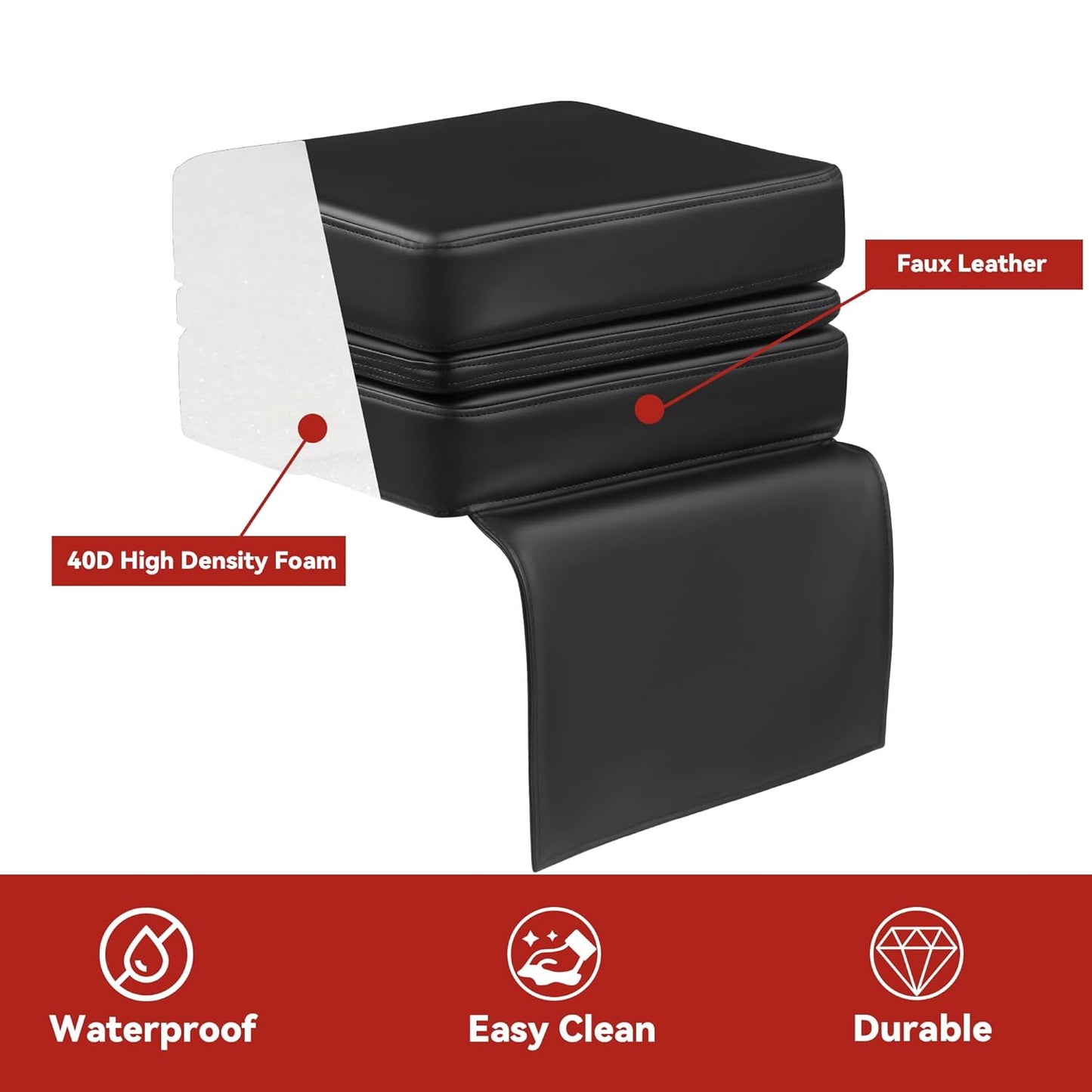 HOMBYS Adjustable Salon Booster Seat for Kids Leather Children Cushion for Barber Chair, Cushion for Styling Chair, Different Heights are Adjustable to fit Children from 3-10 Years Old, 14.5"x11"