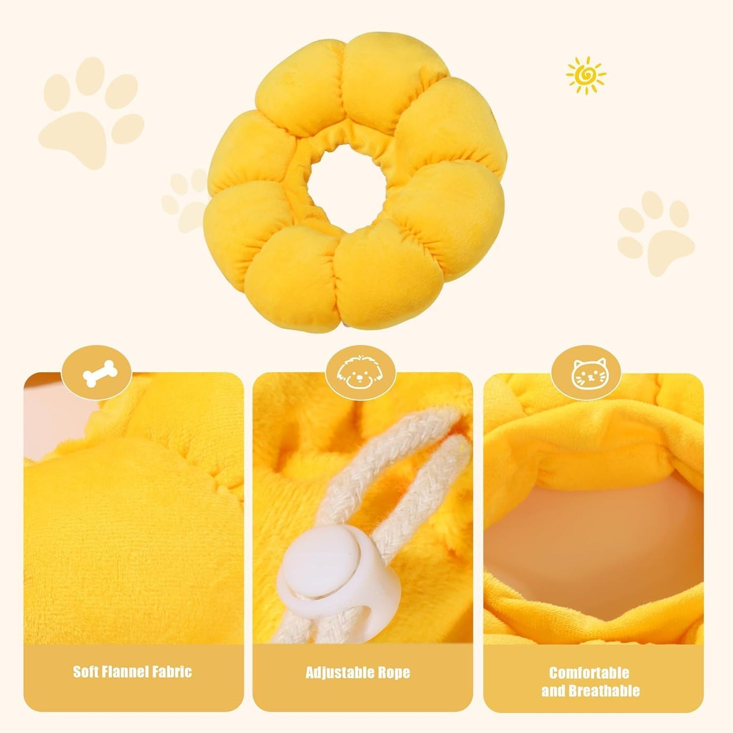 HOMBYS Soft Cone for Dogs & Cats, Cute Fluffy Flower Shape, Adjustable Collar Alternative, Protective Elizabethan Collar for Recovery, Stop Licking