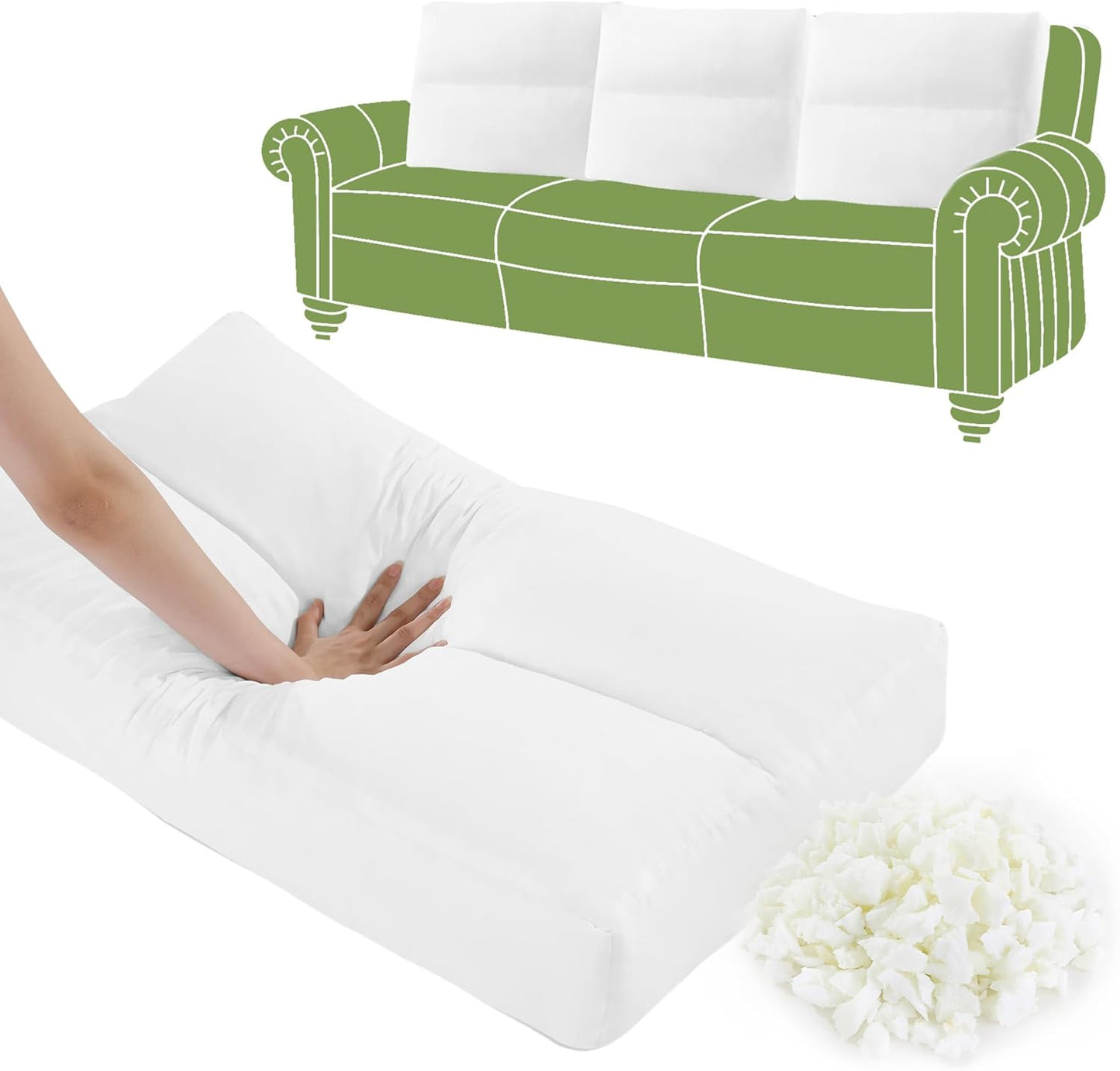 HOMBYS 3 Packs Shredded Memory Foam Couch Back Cushion Replacement, Stuffing & Supportive Sofa Waist Cushion, Lumbar Support Pillow for Sofa & Couch, Removable Back Pillow