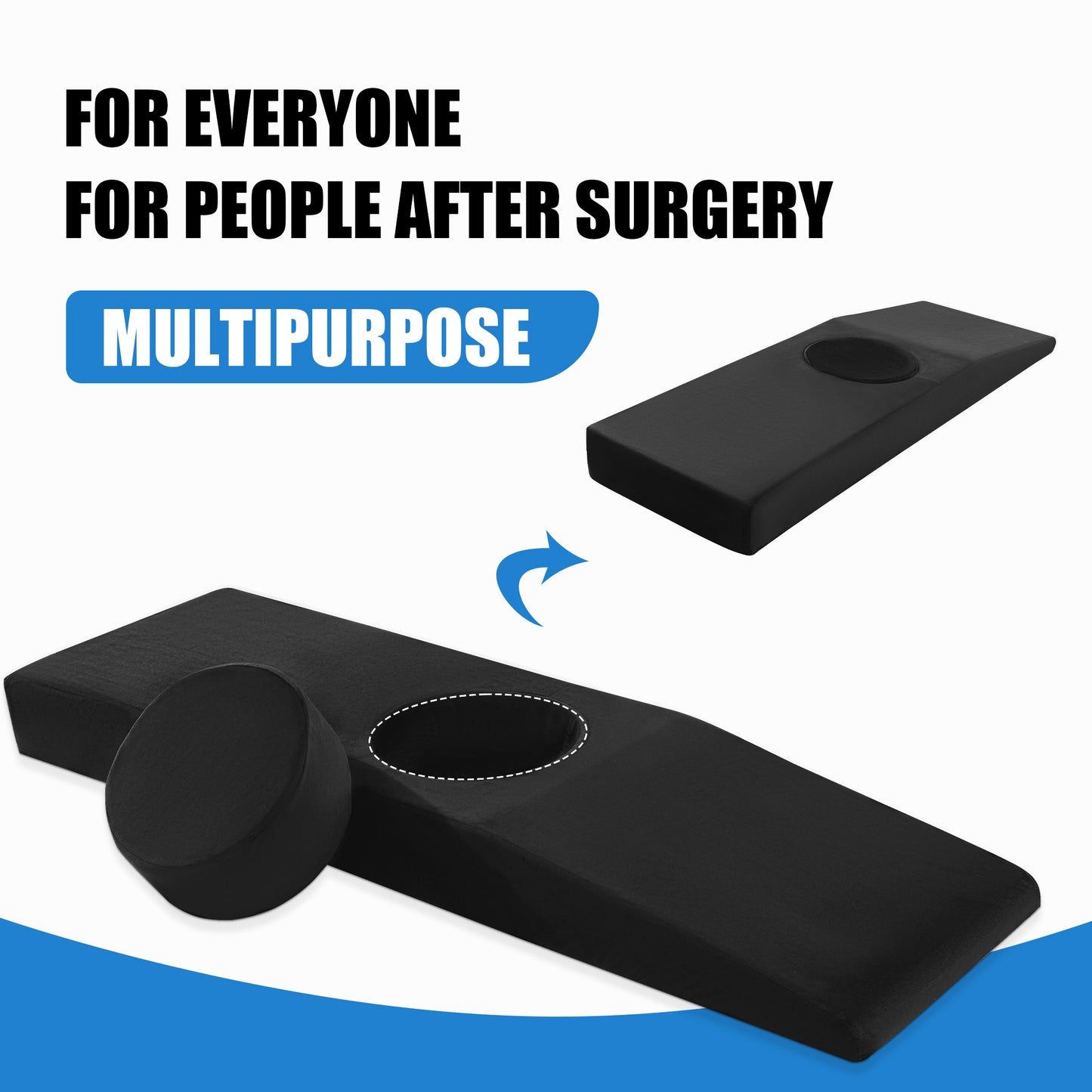 HOMBYS BBL Bed After Surgery for Sleeping with Hole,High Density Foam BBL Mattress with Hole,Brazilian Butt Lift Recovery Pillow After Surgery with Removable Cover