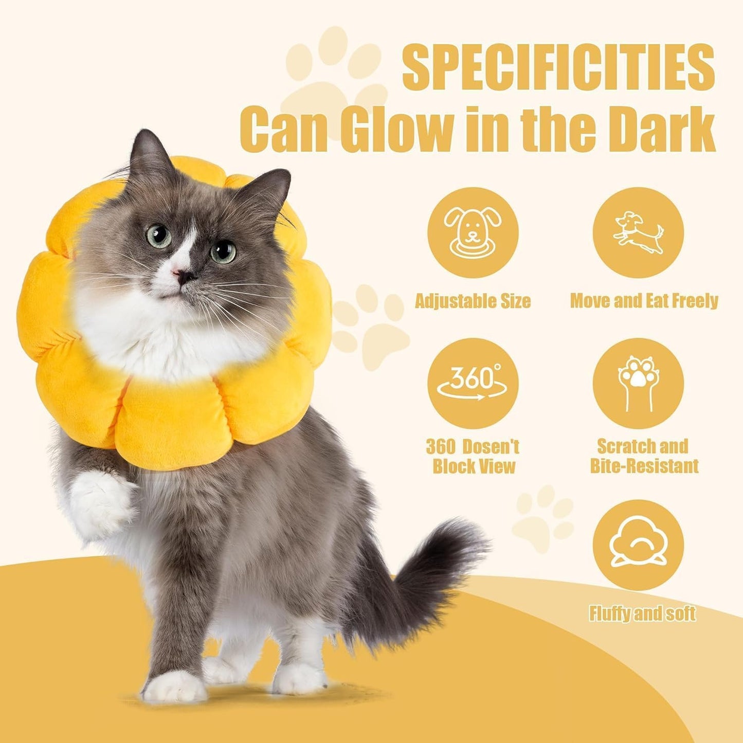 HOMBYS Soft Cone for Dogs & Cats, Cute Fluffy Flower Shape, Adjustable Collar Alternative, Protective Elizabethan Collar for Recovery, Stop Licking