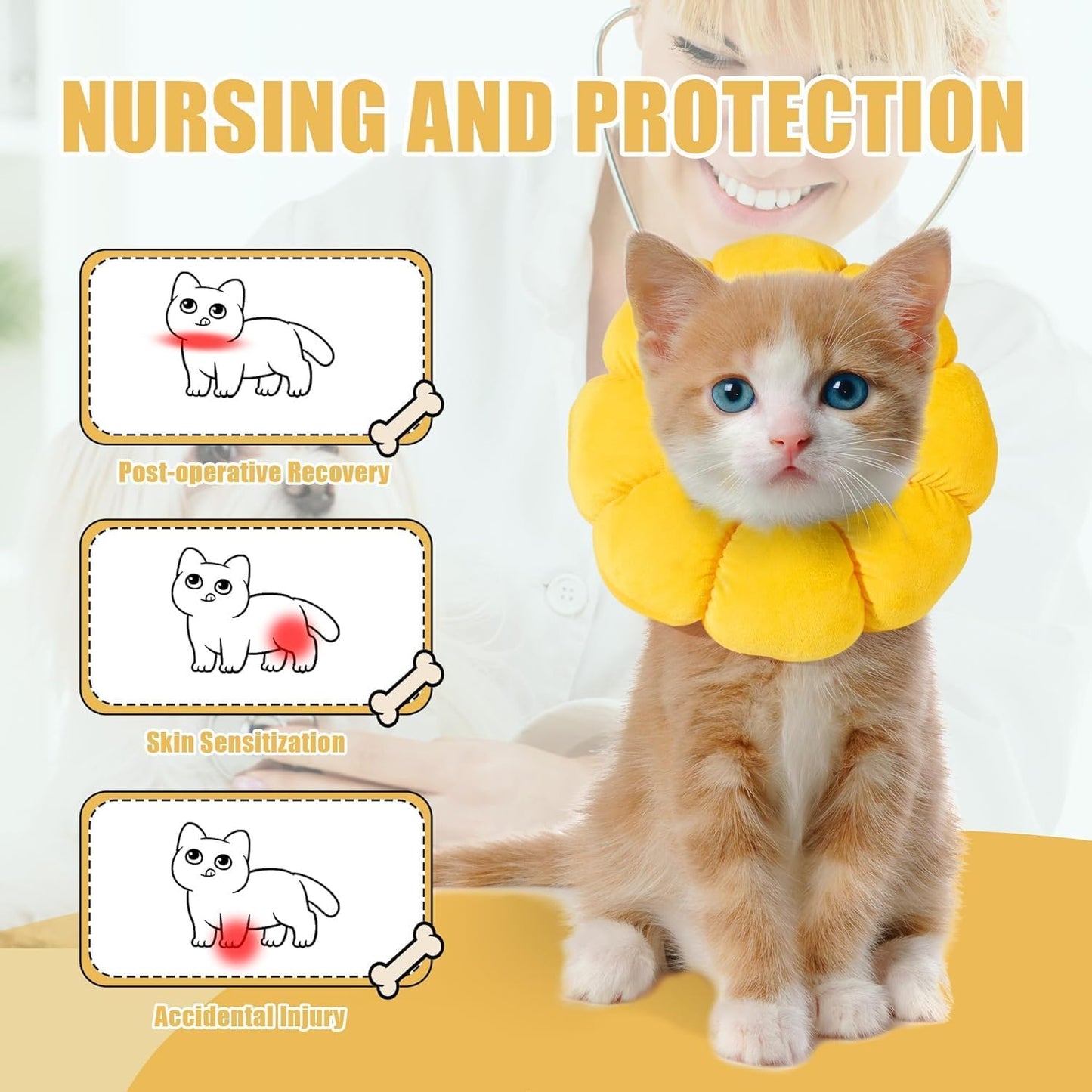 HOMBYS Soft Cone for Dogs & Cats, Cute Fluffy Flower Shape, Adjustable Collar Alternative, Protective Elizabethan Collar for Recovery, Stop Licking