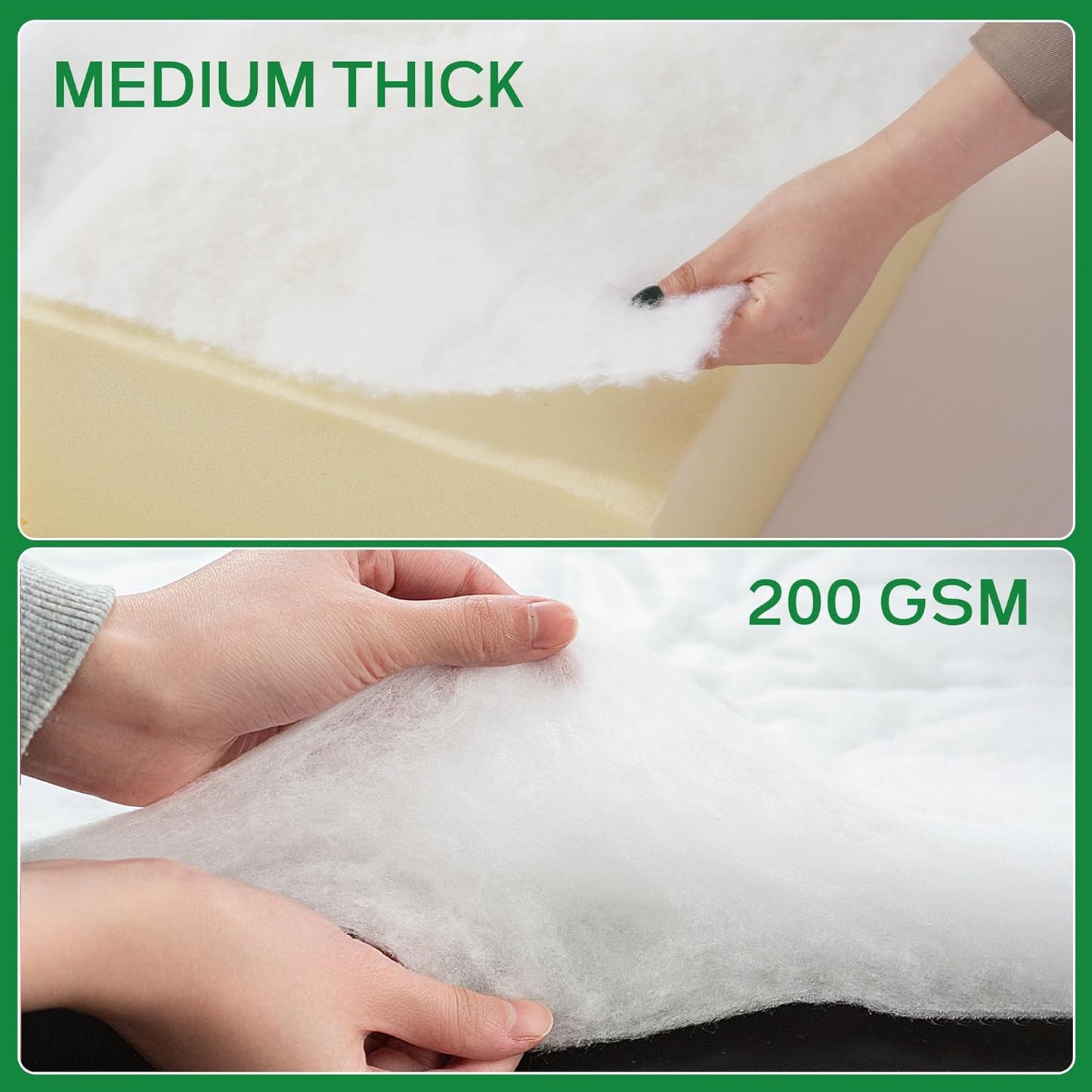 HOMBYS 200 GSM Upholstery Batting Medium Thick, Quilt Batting by The Roll, Dacron Upholstery for Keeping Your Cushion Fluffy