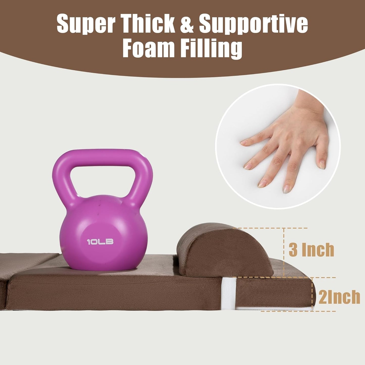 HOMBYS 5-in-1 Recliner Seat Cushion for Elderly+Lumbar Support Pillow + Leg Pad, with Adjustable Half Moon Neck Pillow & Footrest, High Density Foam Filling with Velvet Fabric, Thick & Non-Slip
