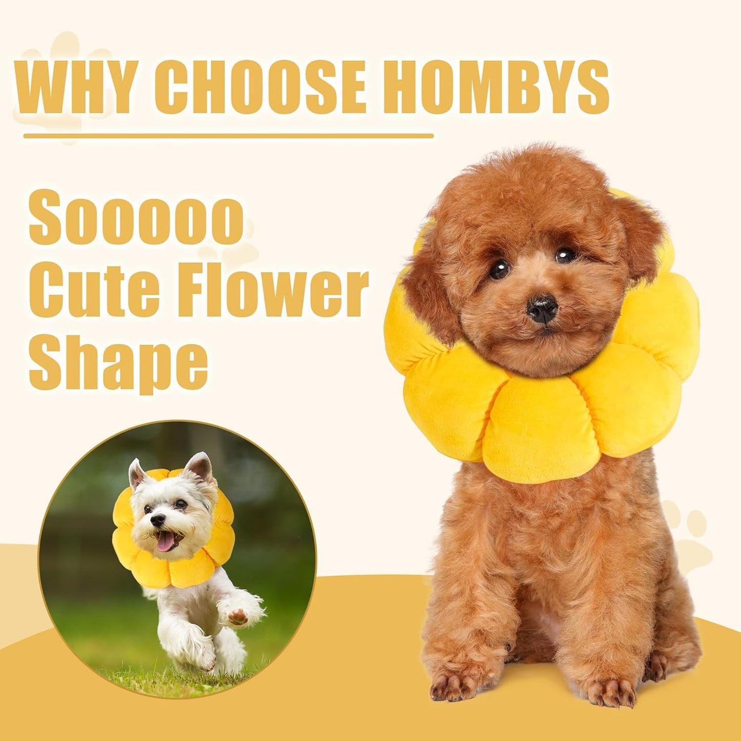 HOMBYS Soft Cone for Dogs & Cats, Cute Fluffy Flower Shape, Adjustable Collar Alternative, Protective Elizabethan Collar for Recovery, Stop Licking