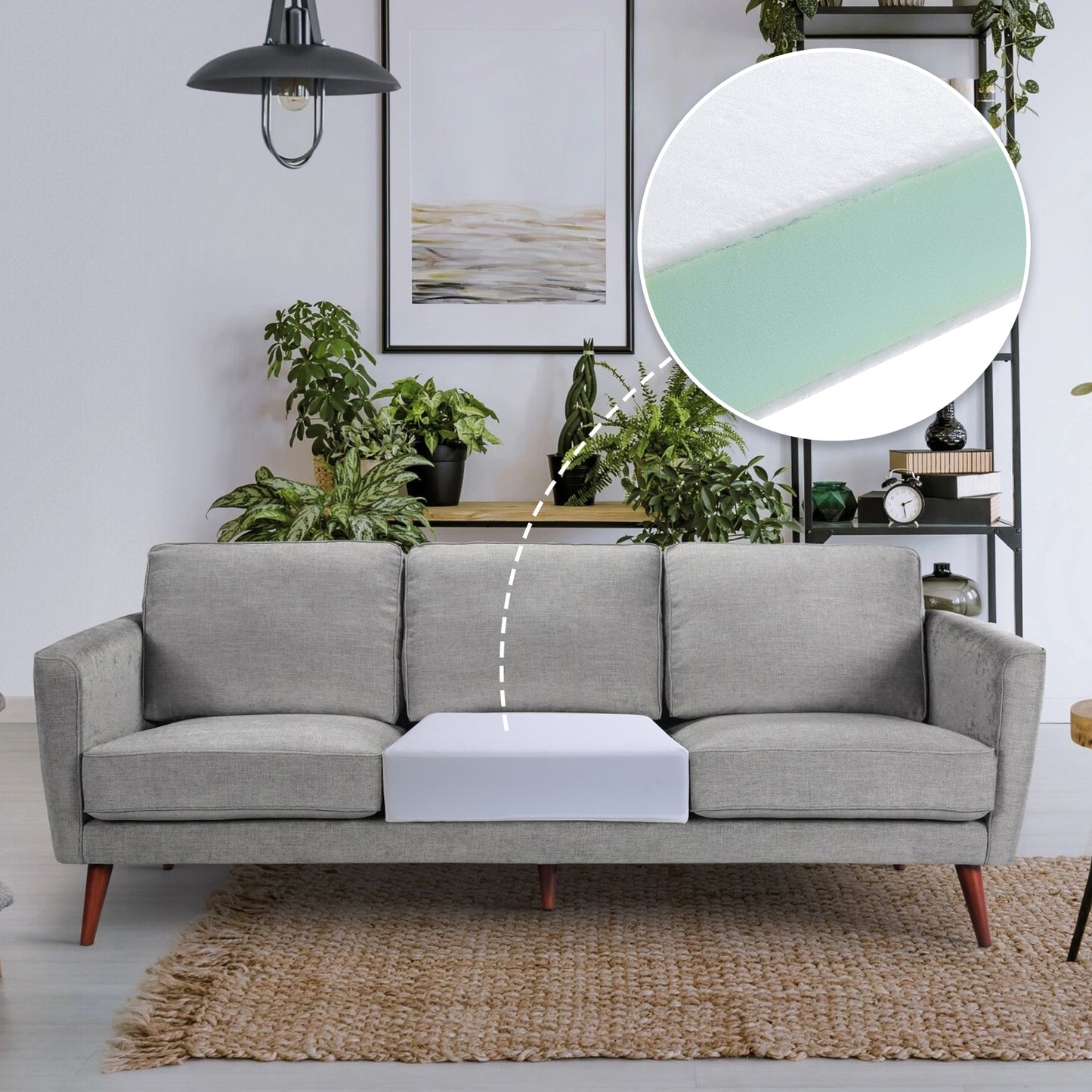 HOMBYS Couch Cushion Replacement Wrapped with Polyester Batting, High Density Couch Cushions Inserts with Dacron Fiber Layer,Upholstery Cushion Padding with Removable Cover,4 inch Thick,24"x24",1 Pcs