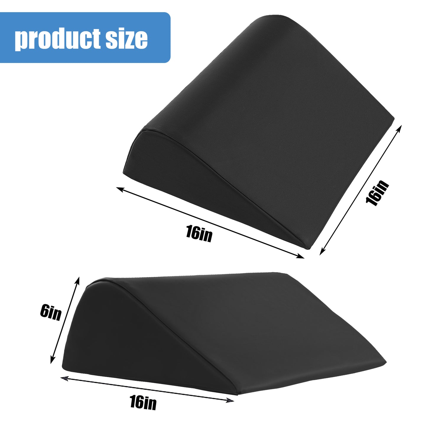 HOMBYS Wedge Bolster Pillow for Legs,Knee Wedge Pillow for Massage Table,Triangle Massage Bolsters for Under Legs,PU Leather Waterproof Foam Tatoo Pillow (Black)