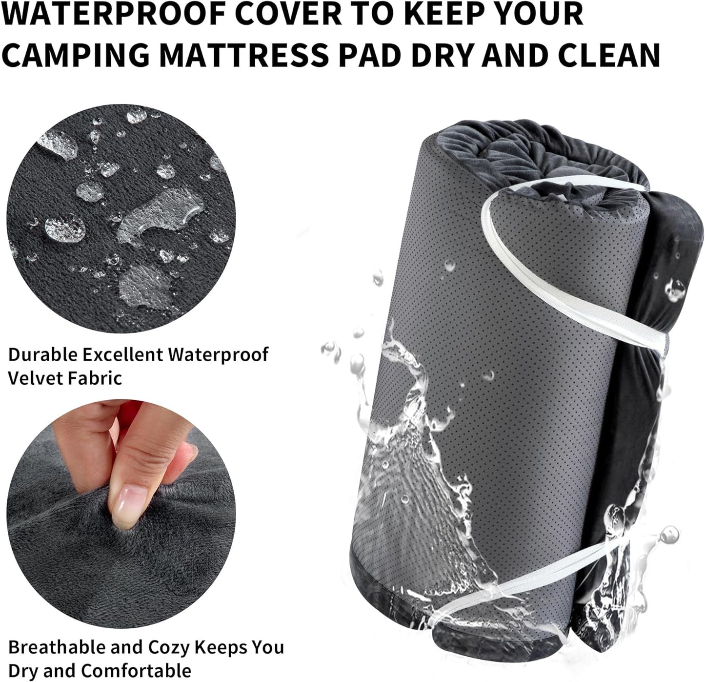 HOMBYS Memory Foam Camping Mattress for Outdoor Sleeping, Roll Up Porable Camping Mattress Pad Mat for Travel Truck Bed Tent