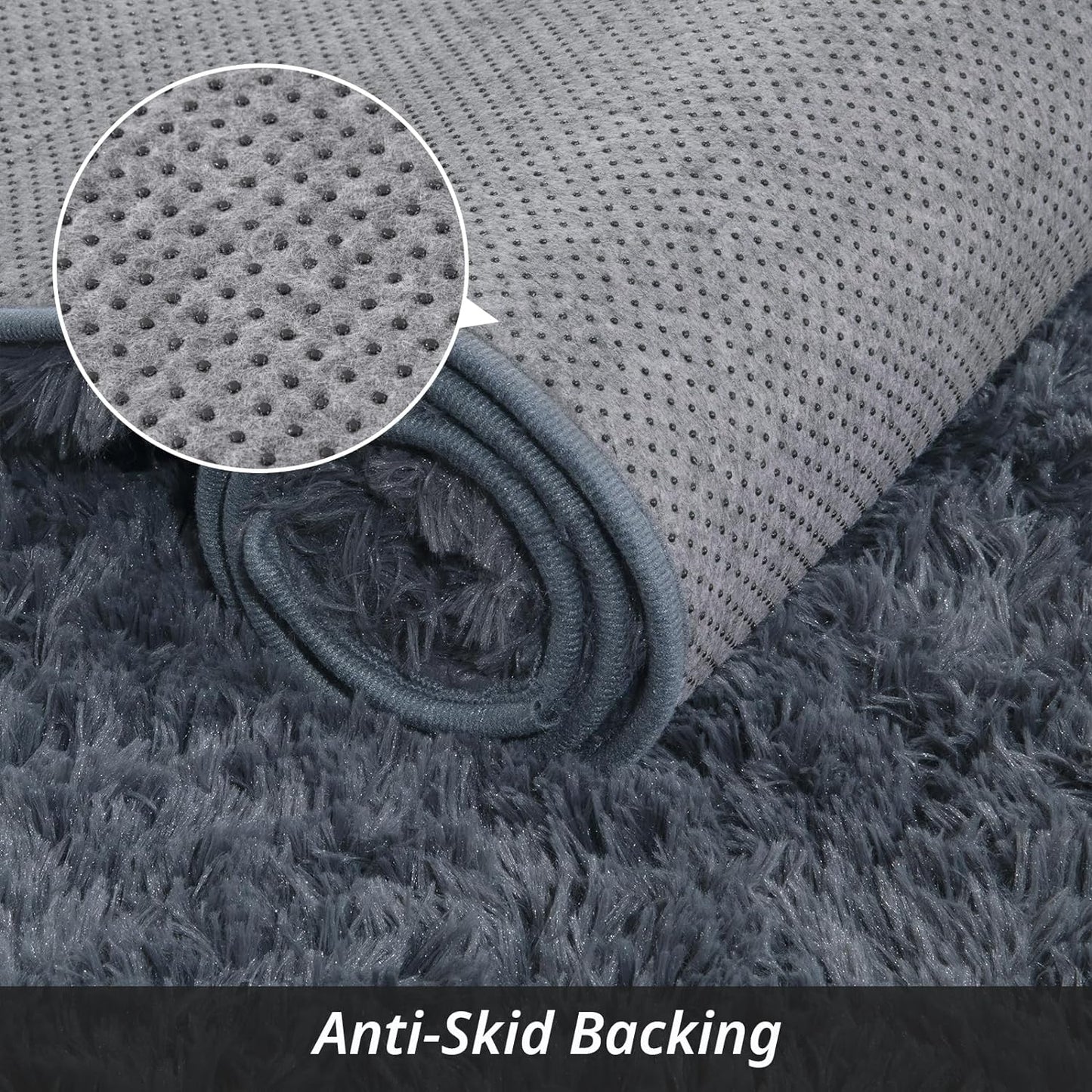 HOMBYS Shaggy Area Rug, Ultra Fuzzy Large Plush Faux Fur Carpet for Living Room Bedroom, Non-Skid Fuzzy Rug for Kids Playroom Home Decor