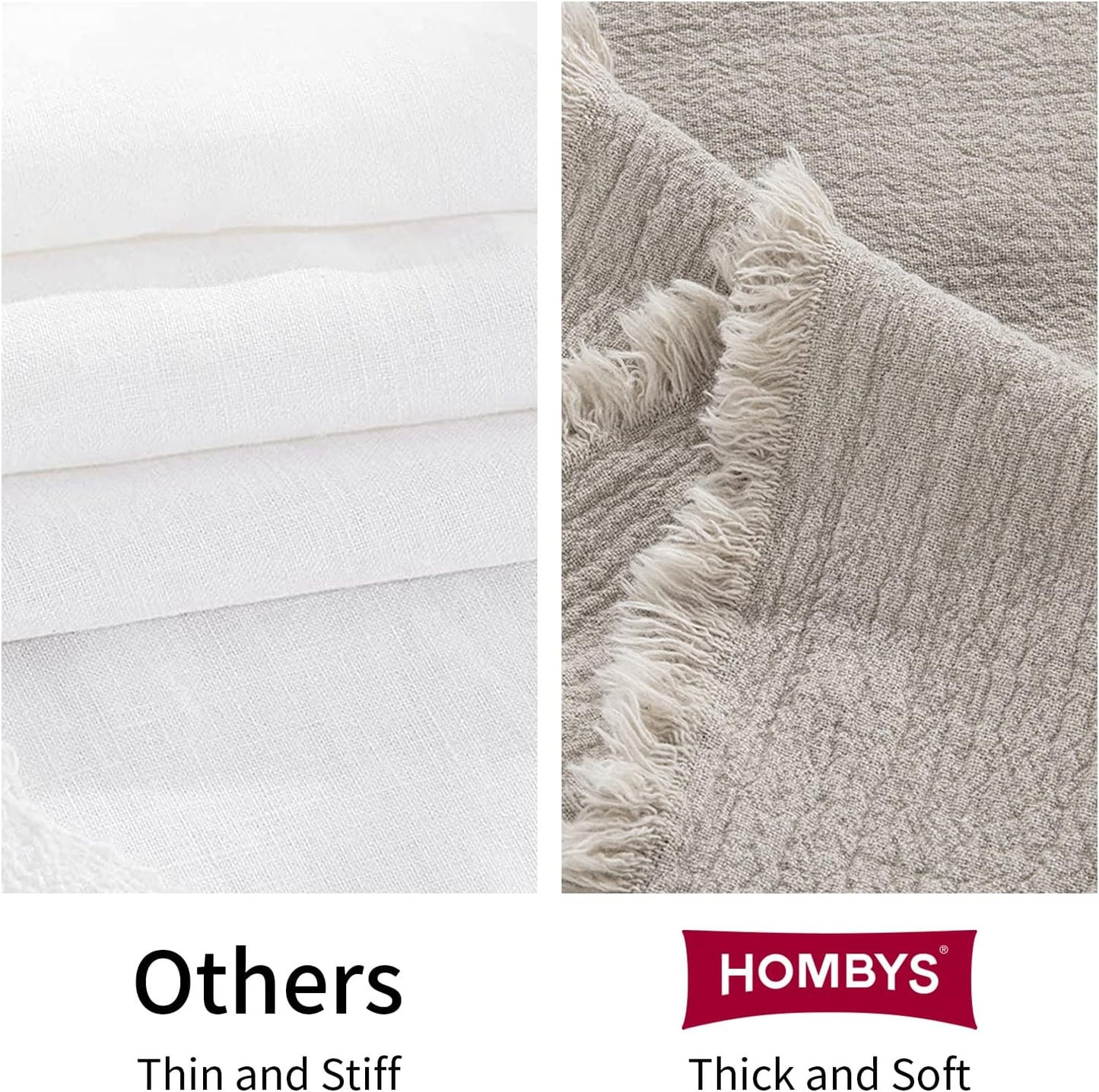 HOMBYS 92"x108" 100% Pure Linen Oversized King Blanket-Soft Linen Reversible Throw Blanket in Natural Linen Color Bed Blanket(Linen, 92"x108")