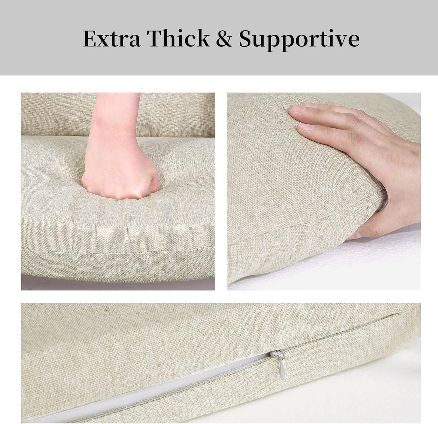 HOMBYS 5 PCS Glider Rocker Replacement Cushions with Storage Side Pocket,Linen-Like Fabric, Foam & Microfiber Filling, Non-Slip & Washable,Thickened & Supportive for Glider Rocking Chair
