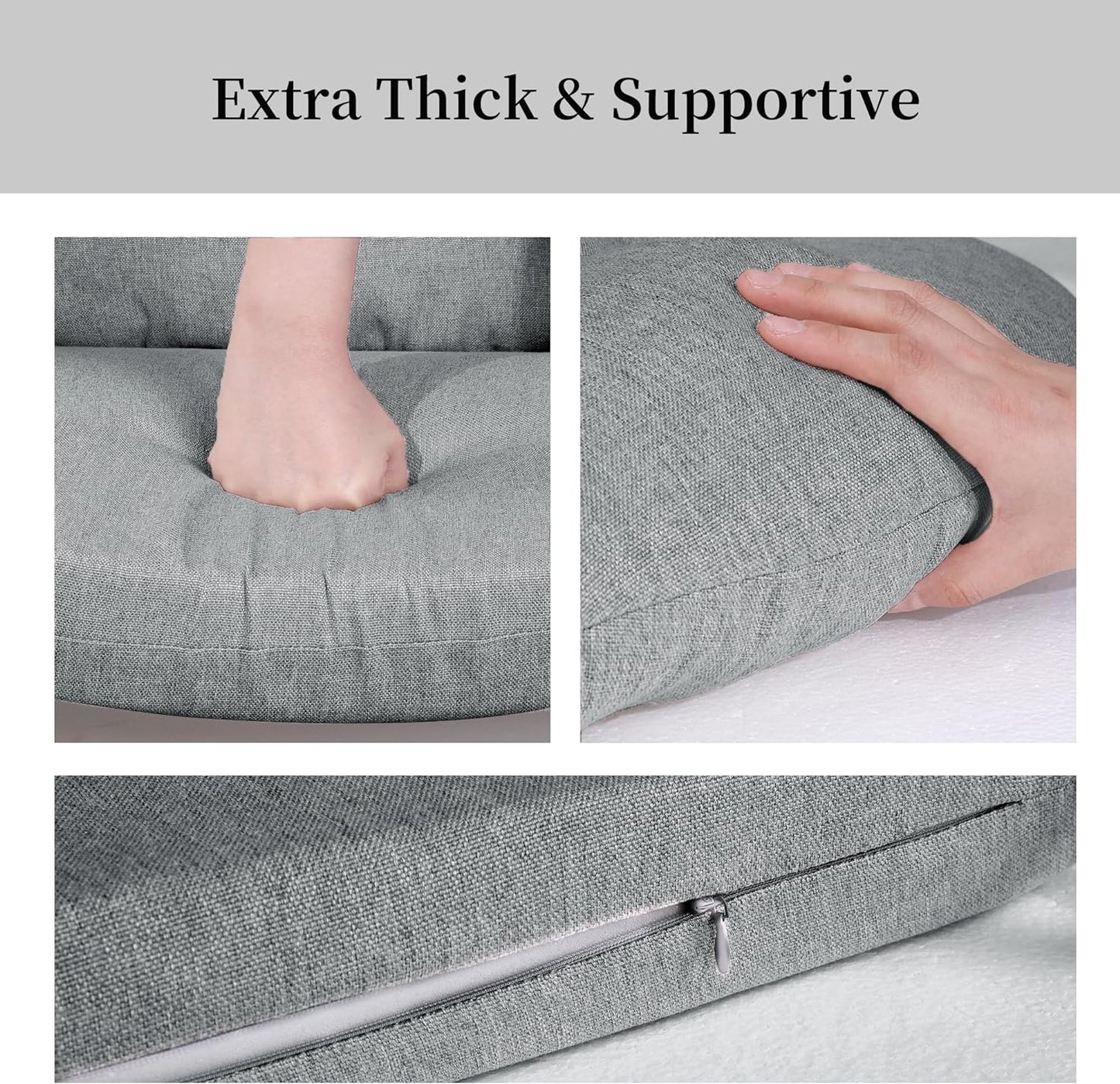 HOMBYS 5 PCS Glider Rocker Replacement Cushions with Storage Side Pocket,Linen-Like Fabric, Foam & Microfiber Filling, Non-Slip & Washable,Thickened & Supportive for Glider Rocking Chair