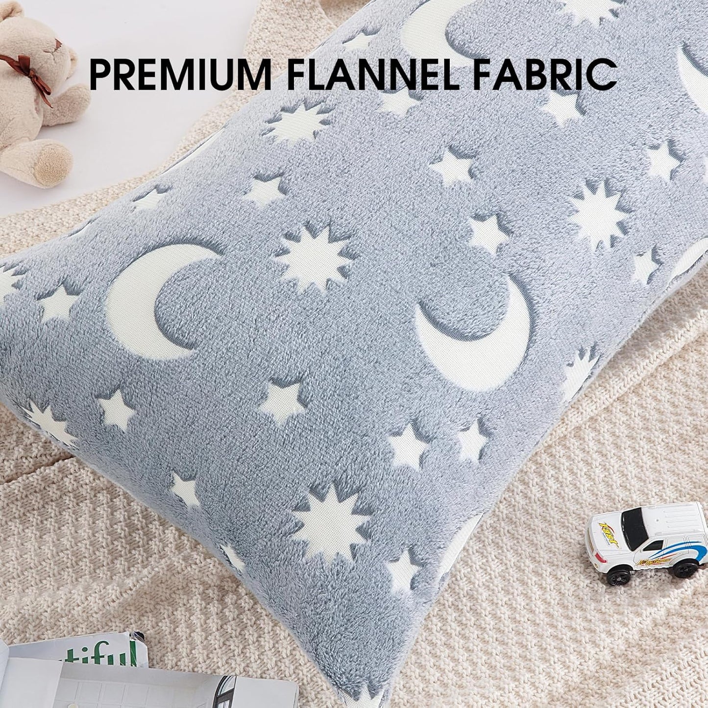 HOMBYS Glow in The Dark Body Pillow Cover, Soft Velvet Fluffy Bed Pillow Case, Fuzzy Long Pillowcase for Kids Boys Childern, Plush Decorative Throw Pillow Cover, 21x54 Inches