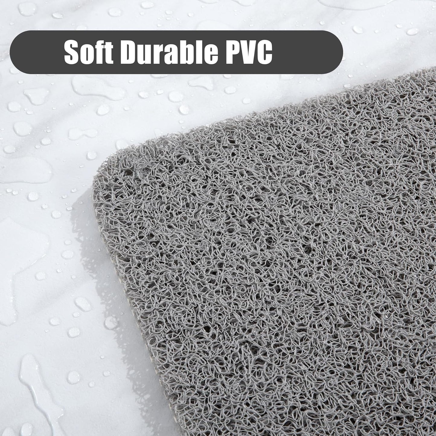 HOMBYS Extra Large Shower Mat for Shower Stall Tub, Non Slip Bath Mat Bathroom Accessories, PVC Loofah Mats for Shower and Bathroom, Quick Drying, Grey