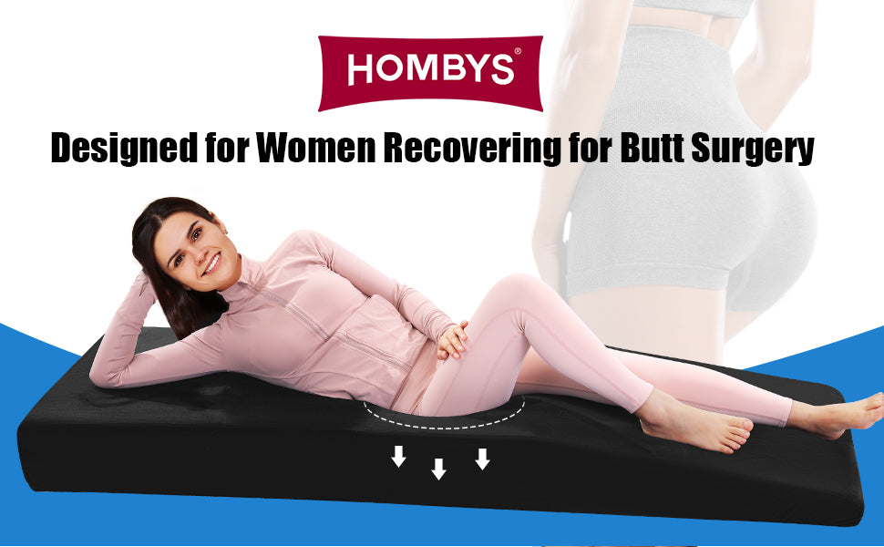 HOMBYS BBL Bed After Surgery for Sleeping with Hole,High Density Foam BBL Mattress with Hole,Brazilian Butt Lift Recovery Pillow After Surgery with Removable Cover