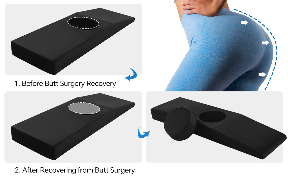 HOMBYS BBL Bed After Surgery for Sleeping with Hole,High Density Foam BBL Mattress with Hole,Brazilian Butt Lift Recovery Pillow After Surgery with Removable Cover
