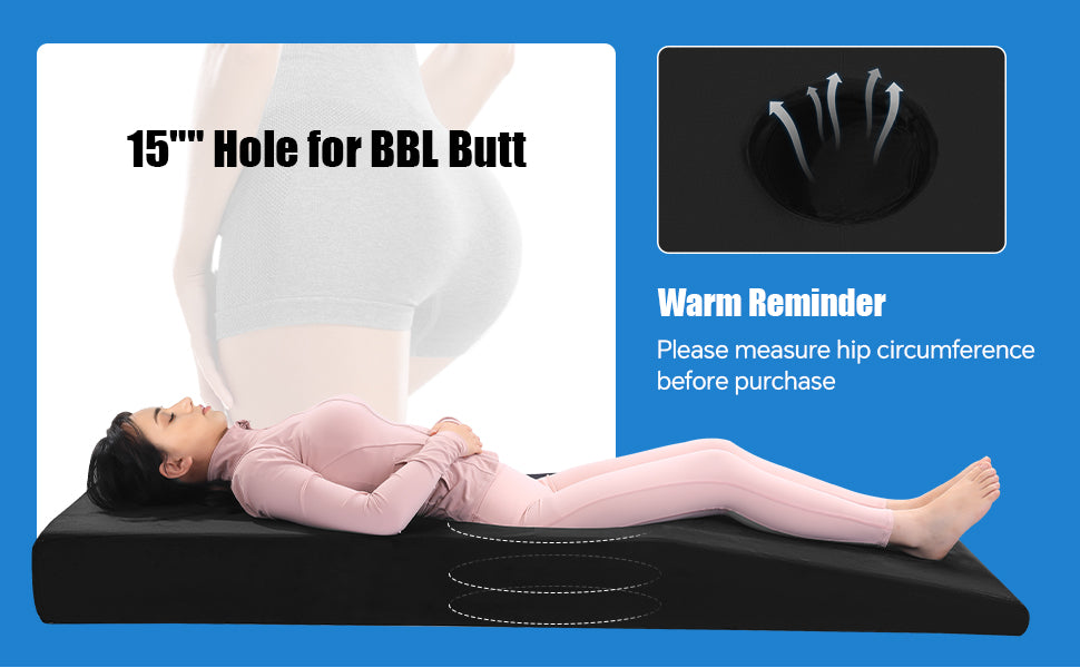 HOMBYS BBL Bed After Surgery for Sleeping with Hole,High Density Foam BBL Mattress with Hole,Brazilian Butt Lift Recovery Pillow After Surgery with Removable Cover