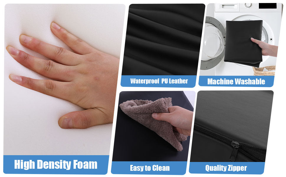 HOMBYS Wedge Bolster Pillow for Legs,Knee Wedge Pillow for Massage Table,Triangle Massage Bolsters for Under Legs,PU Leather Waterproof Foam Tatoo Pillow (Black)