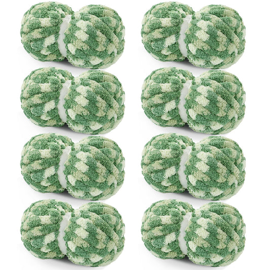 HOMBYS Sage Green Multi Chunky Chenille Yarn, 8 Skeins, 26 yd / 7.5 oz Each