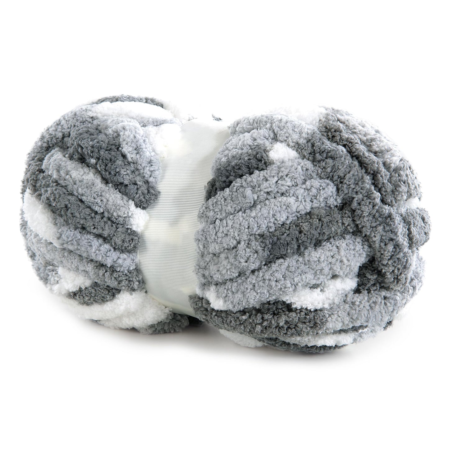 HOMBYS Dark Grey,Grey,White Variegated Chunky Chenille Yarn, 8 Skeins, 26 yd / 7.5 oz Each