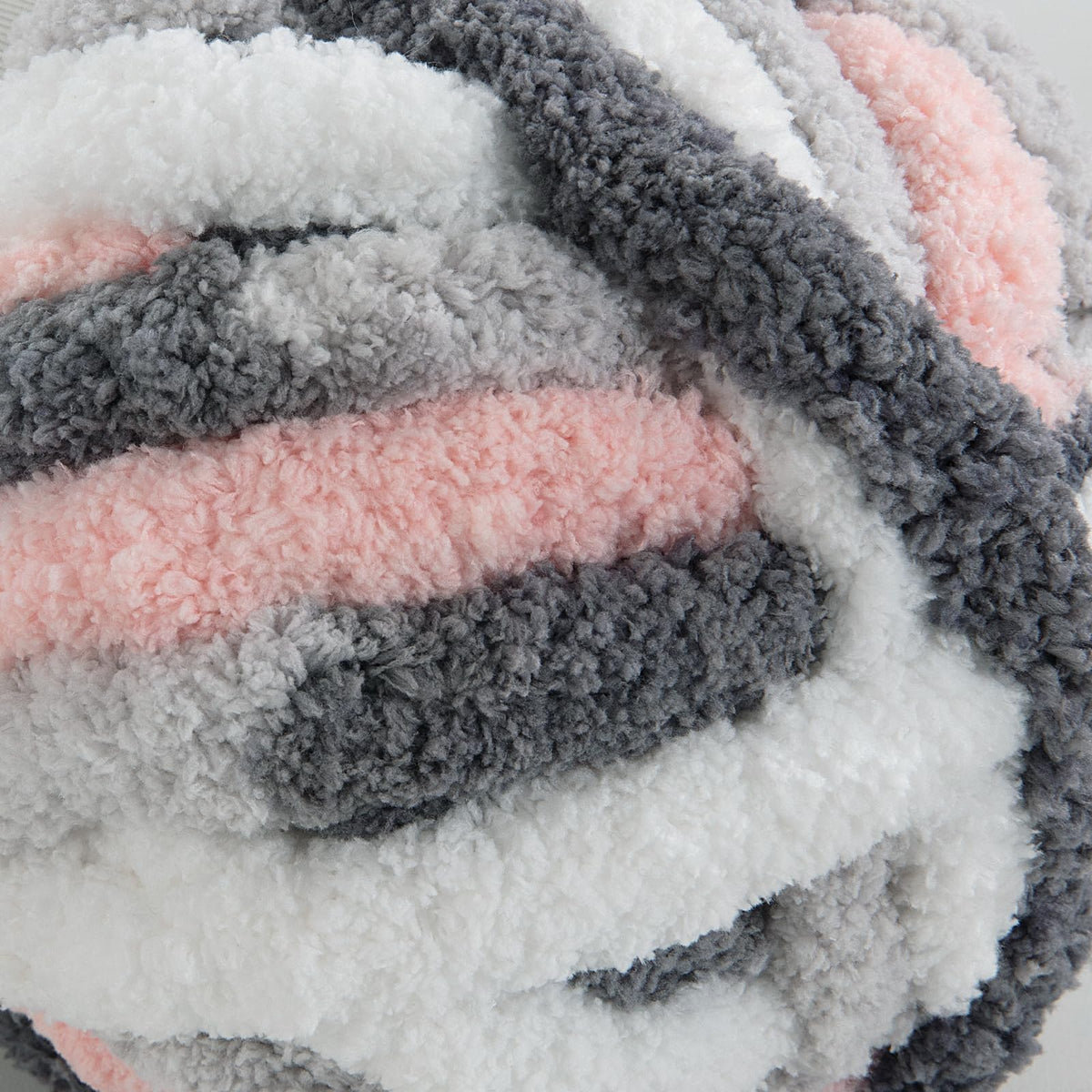 HOMBYS Dark Grey,Pink,White Variegated Chunky Chenille Yarn, 8 Skeins, 26 yd / 7.5 oz Each