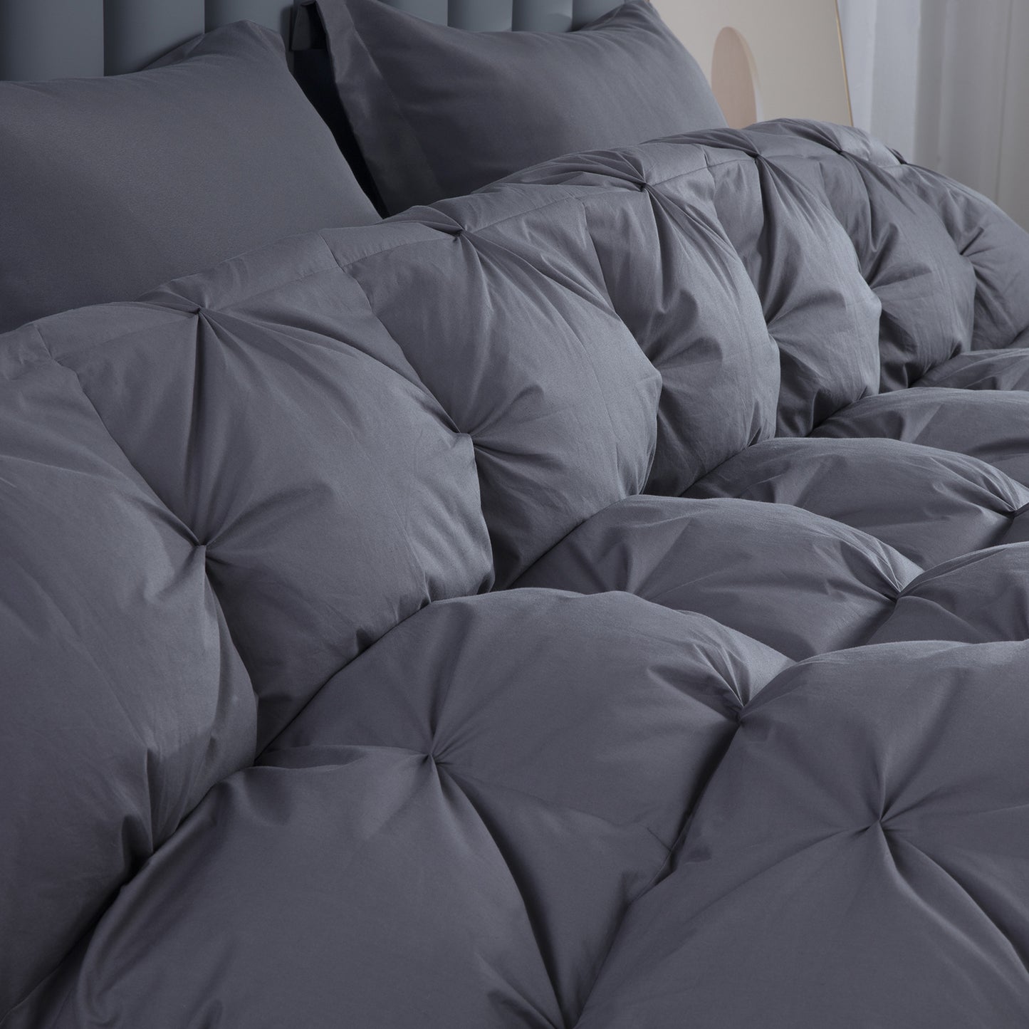 HOMBYS Oversized King Feather and Down Comforter, Pinch Pleat California King Duvet Insert