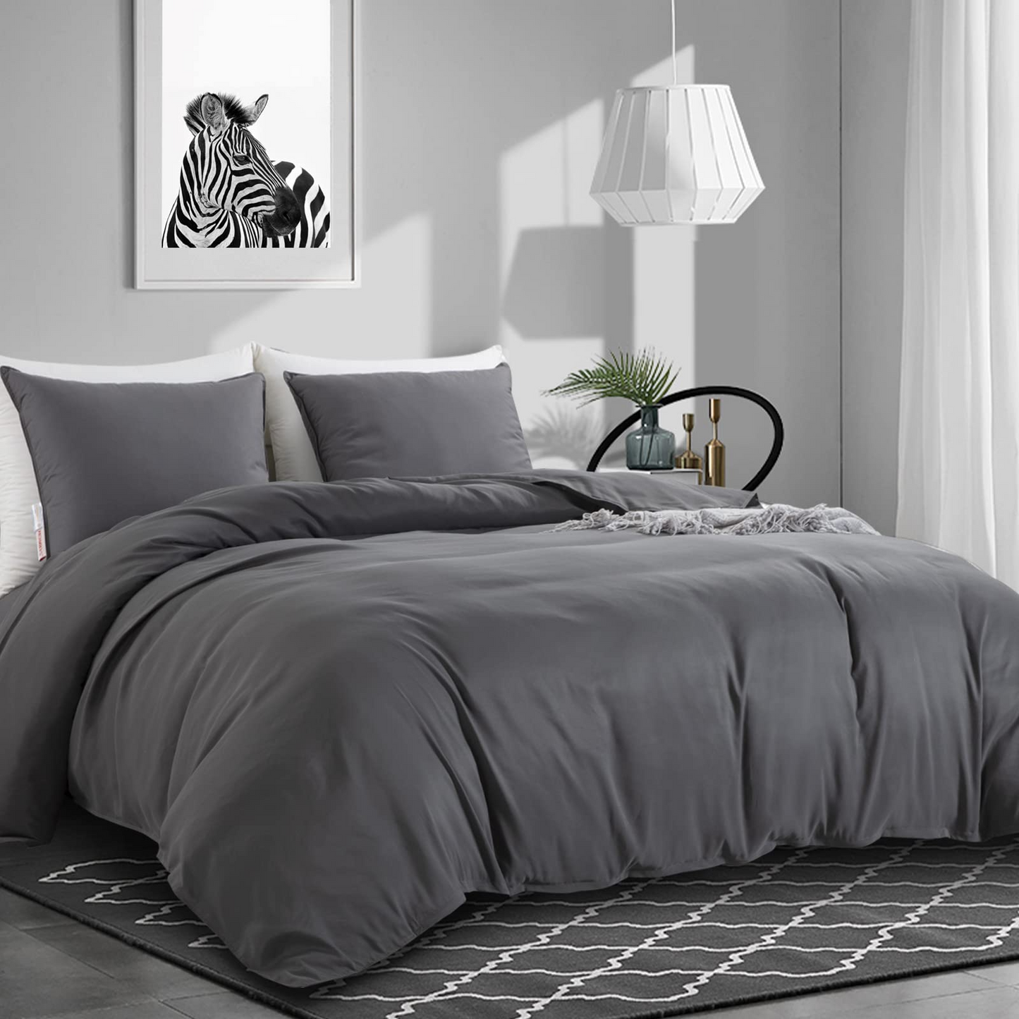 HOMBYS Oversized King Duvet Cover Ultra Soft Microfiber