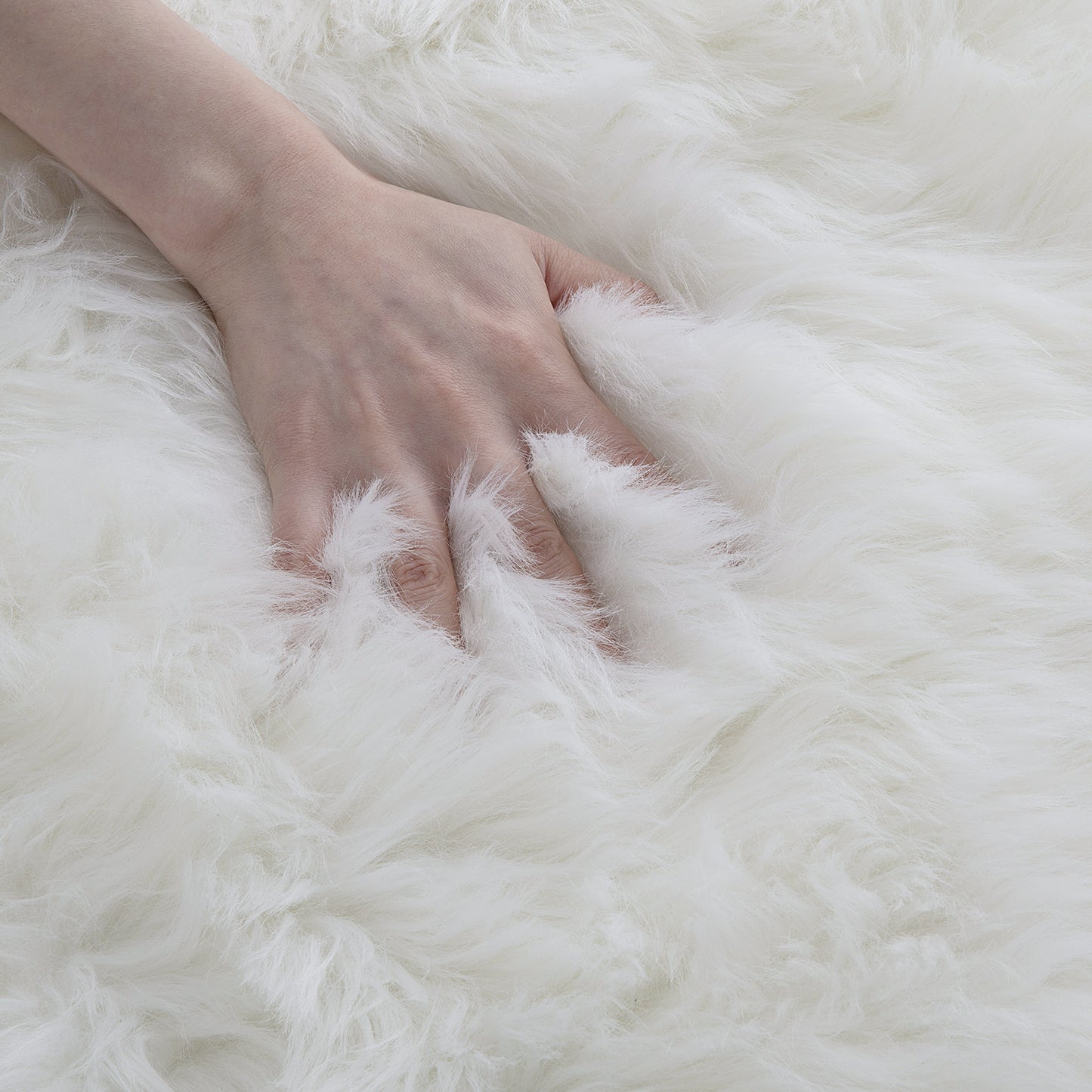 HOMBYS Oversized Faux Fur Area Rug for Living Room Bedroom, Soft & Fluffy White Faux Sheepskin Carpet for Bedside