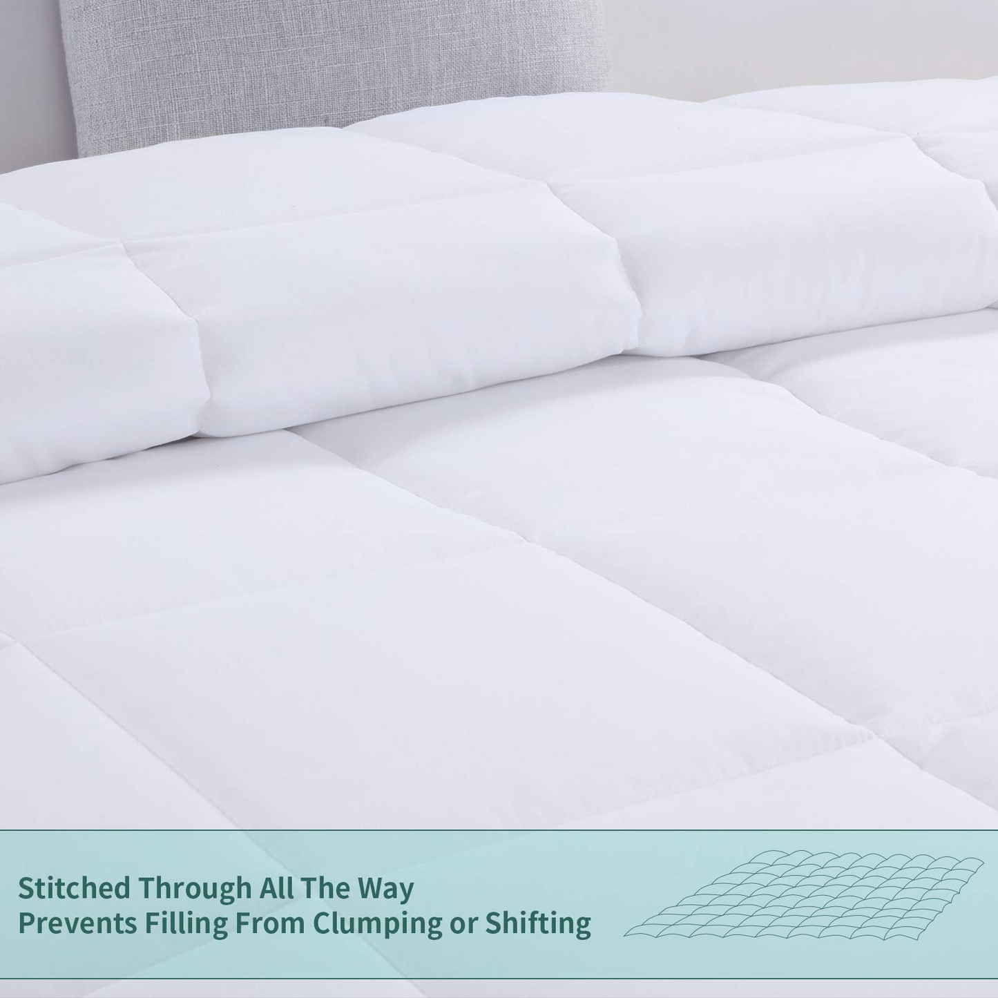 HOMBYS Oversized King Comforter 120x120 Lightweight Down Alternative Comforter for All Season,White Quilted Duvet Insert with 8 Corner Tabs Microfiber Comforter