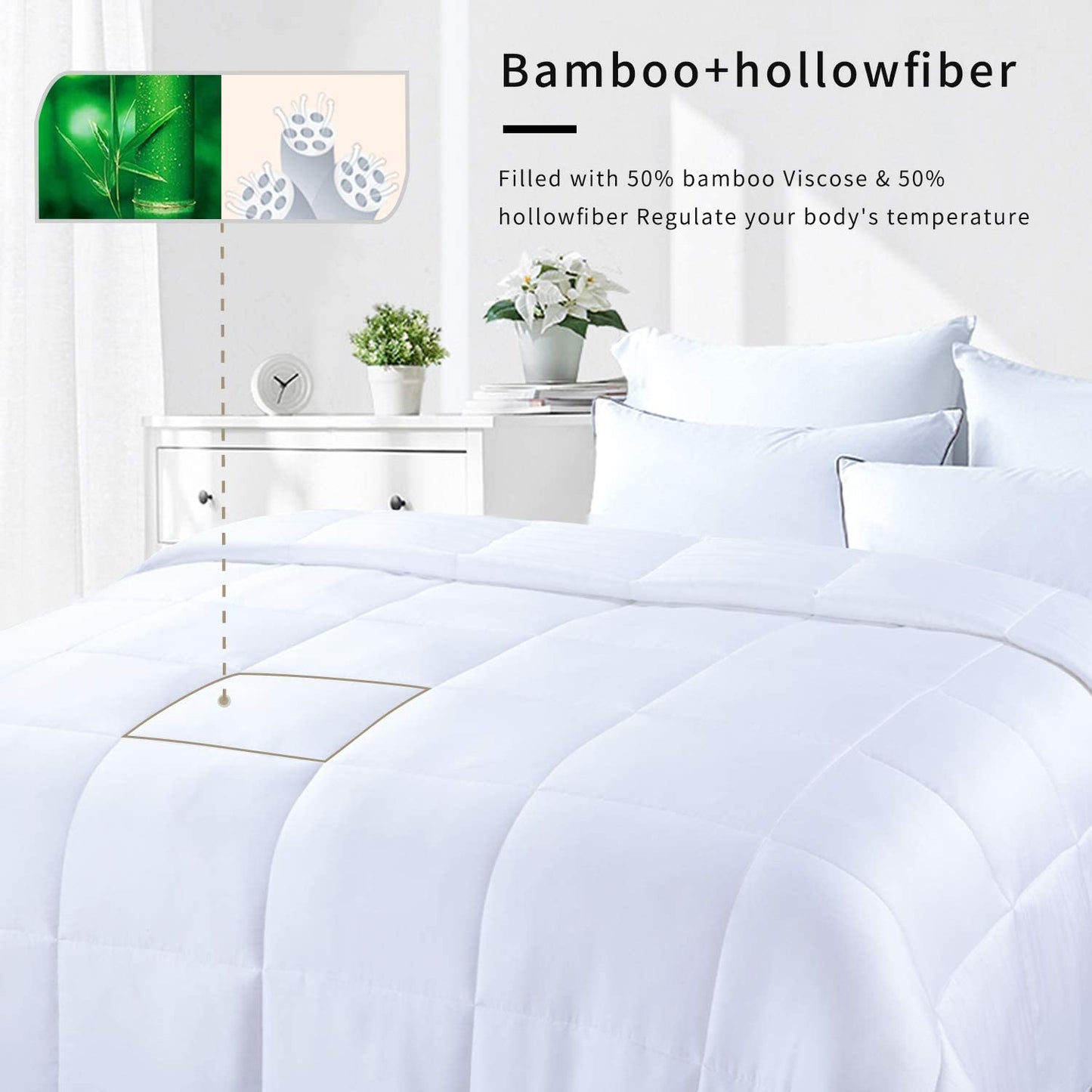 HOMBYS Lightweight Cooling Eucalyptus, Viscose Made from Bamboo Fill Tencel Comforter, 100% Lyocell Shell, Silky Summer Comforter Duvet Insert ,for Night Sweats Hot Sleepers