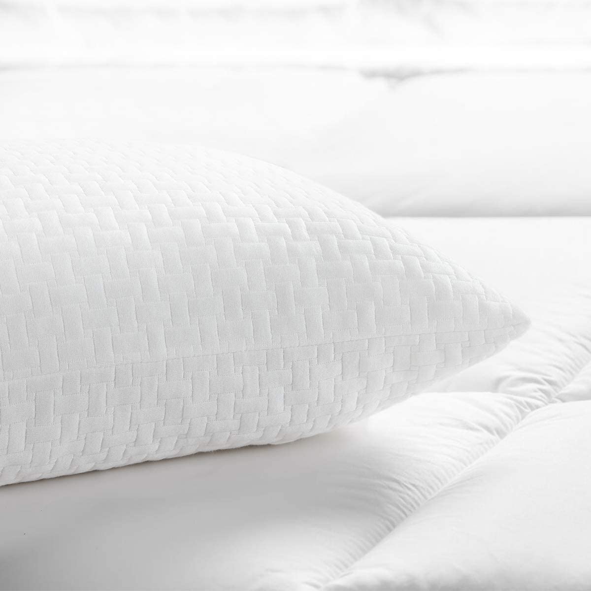 HOMBYS Extra Firm Bed Pillows for Sleeping, Shredded Memory Foam Pillows Set of 2, Adjustable Bamboo Cooling Pillow for Side, Back, Stomach Sleepers