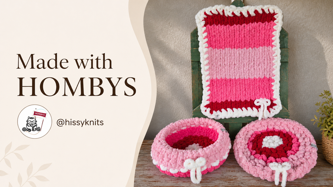 Made with HOMBYS: A Cozy Handmade Pet Bed Set by @hissyknits