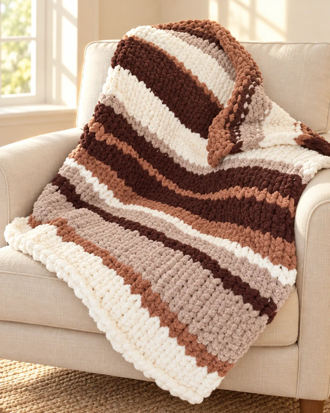 Cinnamon Spiced Latte Blanket by chunkyblanketbarn