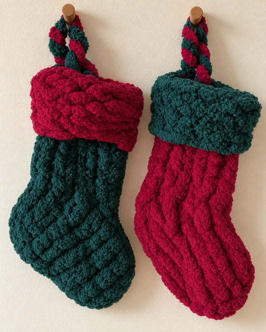Wine & Evergreen Christmas Stockings by mistie.breeze.creations